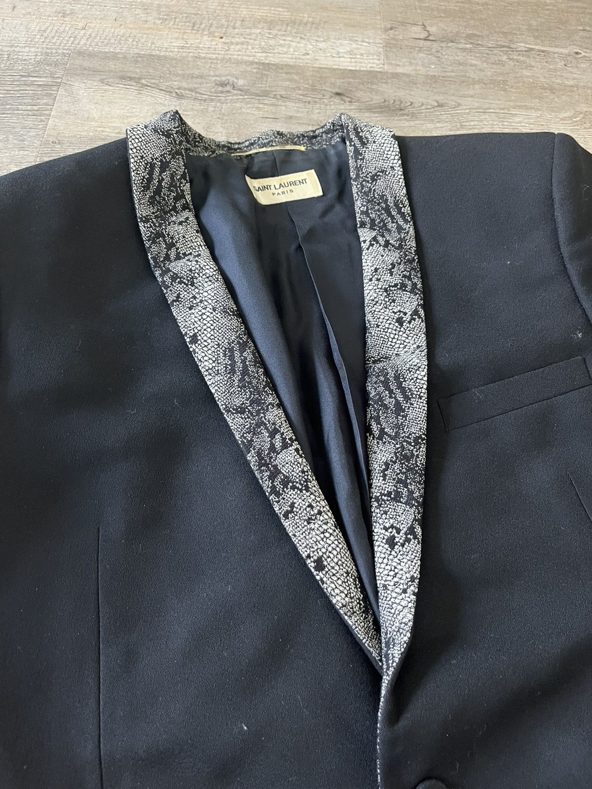 Saint Laurent Paris SAINT LAURENT python look Virgin Wool Blazer Size 42S - 3 Thumbnail