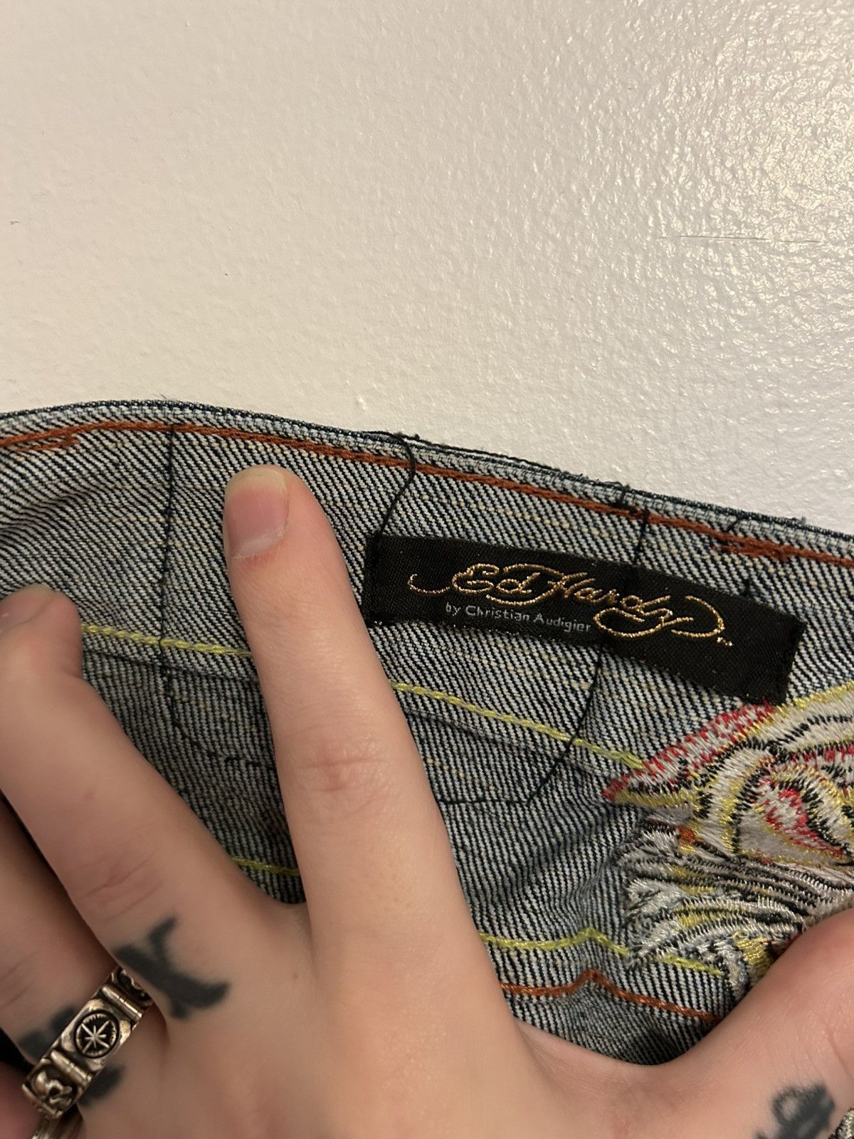 Christian Audigier Christian Audigier x Ed Hardy Embroidered Denim Size US 29 - 6 Thumbnail