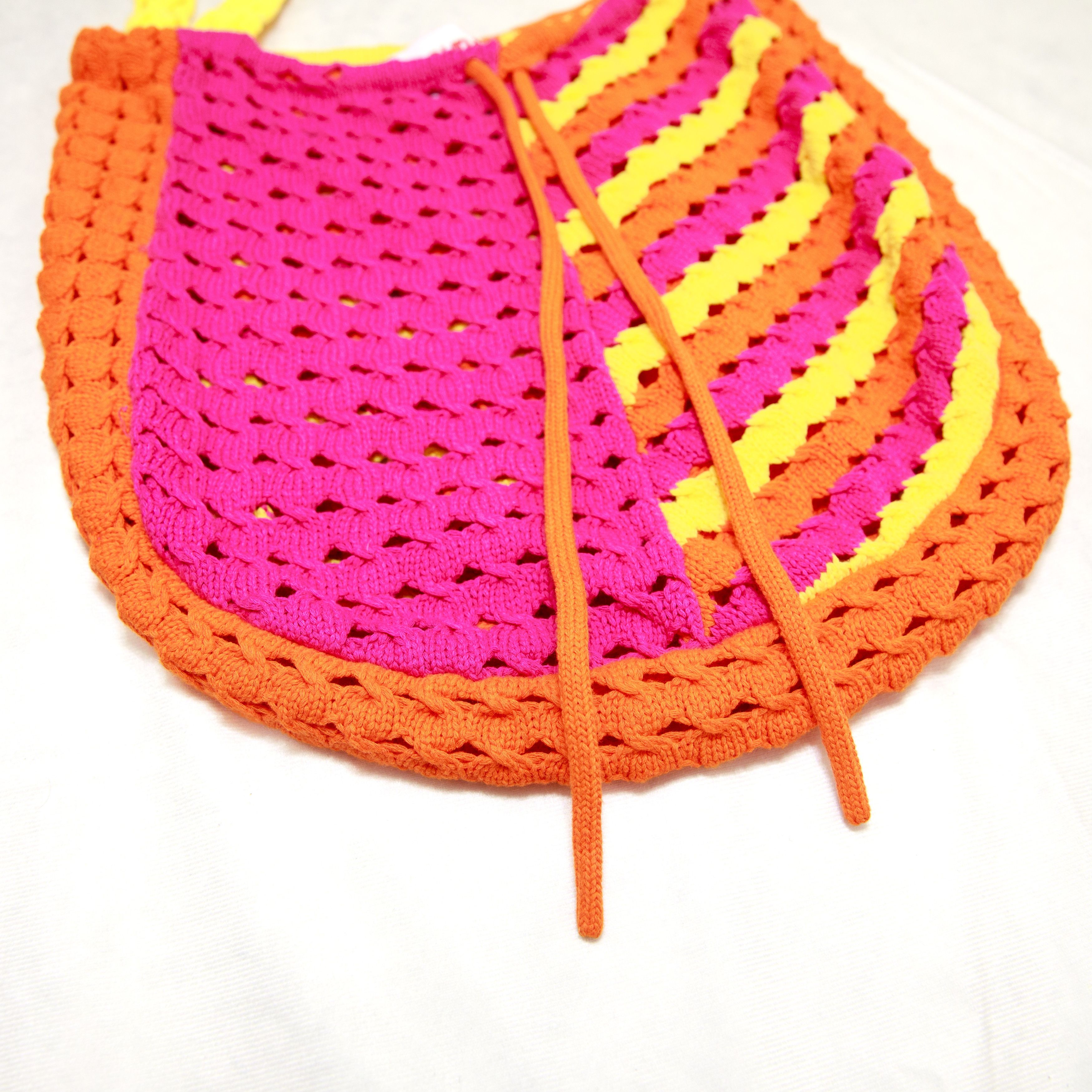 Solid & Striped Solid and Striped Slouchy Bag Pink Yellow Orange Crochet Size ONE SIZE - 3 Thumbnail