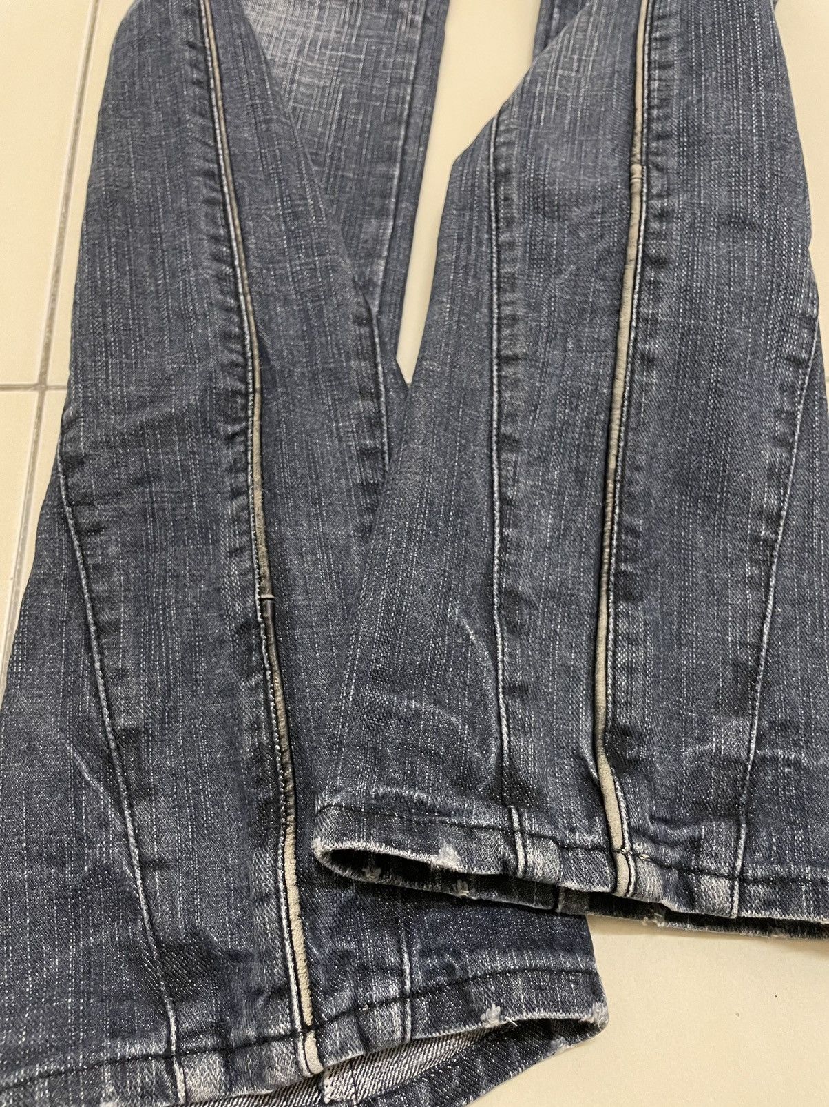 Morgan Homme Morgan Homme Straight Cut Jeans With Leather Detailing Size US 33 - 4 Thumbnail