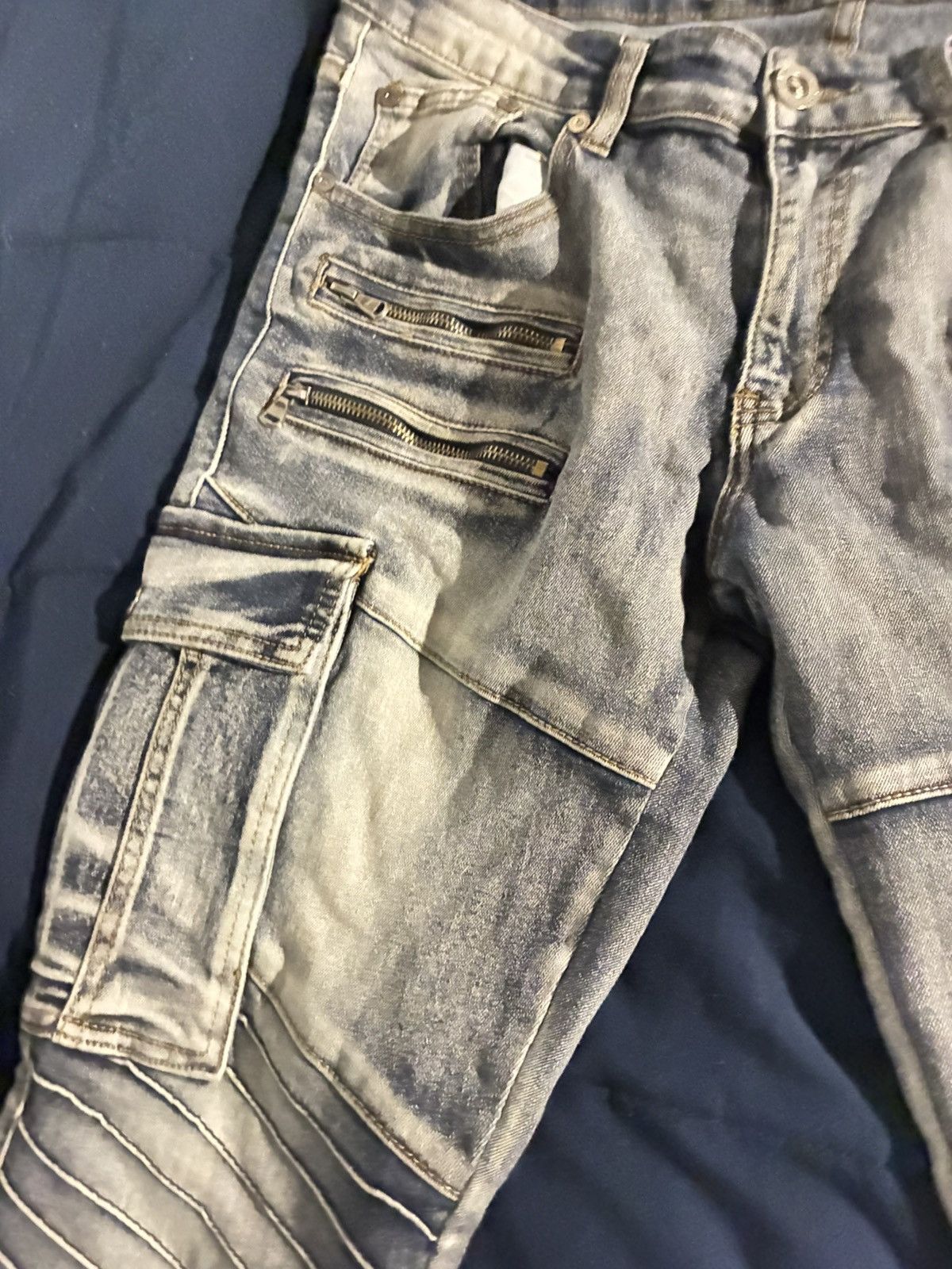 Other Skinny blue cargo biker jeans Size US 34 / EU 50 - 3 Thumbnail