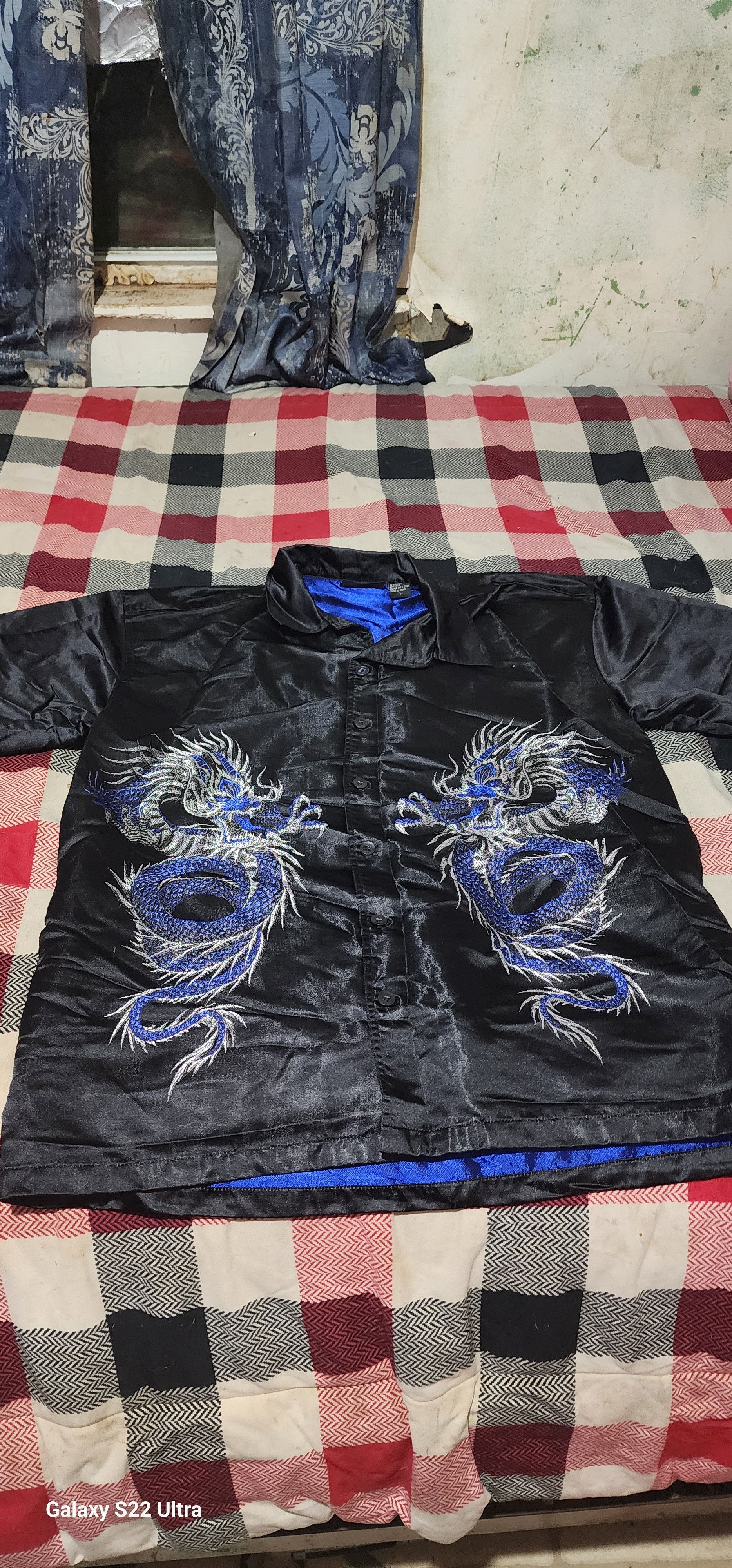 Other Black Satin Odo Shirt with Blue Dragon Embroidery Size US L / EU 52-54 / 3 - 1 Thumbnail