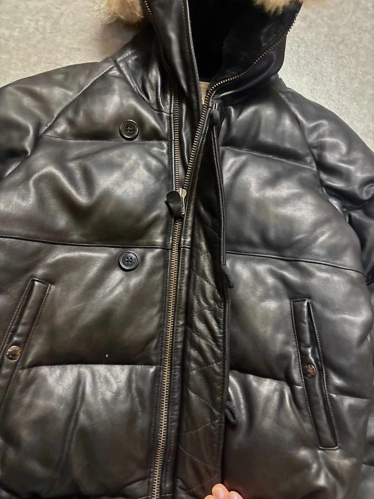 Avirex Avirex LTD Leather Down Jacket Fur Hood – Black Size US M / EU 48-50 / 2 - 8 Thumbnail