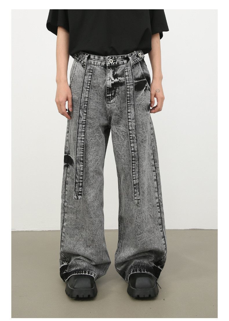 Japanese Brand Heavy washed trendy loose retro belt wide-leg jeans Size US 34 / EU 50 - 5 Thumbnail