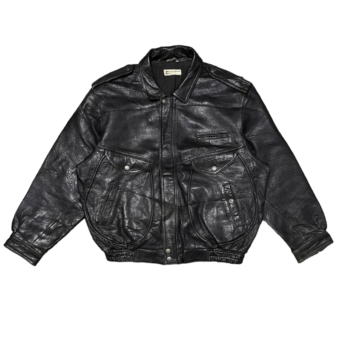 image of Jc Haward Leather Jacket Black, Men's (Size Large)