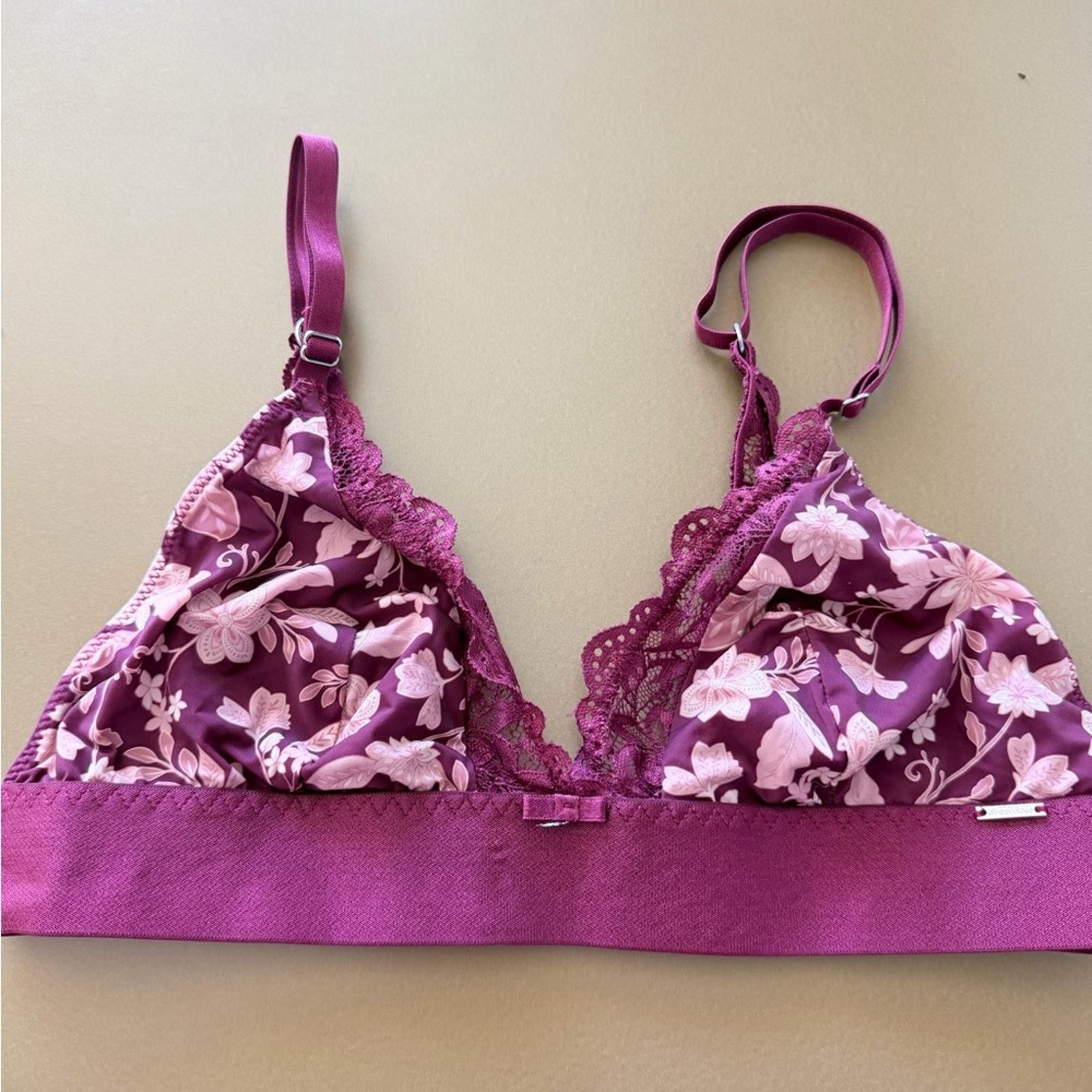 la Vie en Rose New Y2K Vintage Maroon Floral Lace Intimate Set size S Size ONE SIZE - 5 Thumbnail