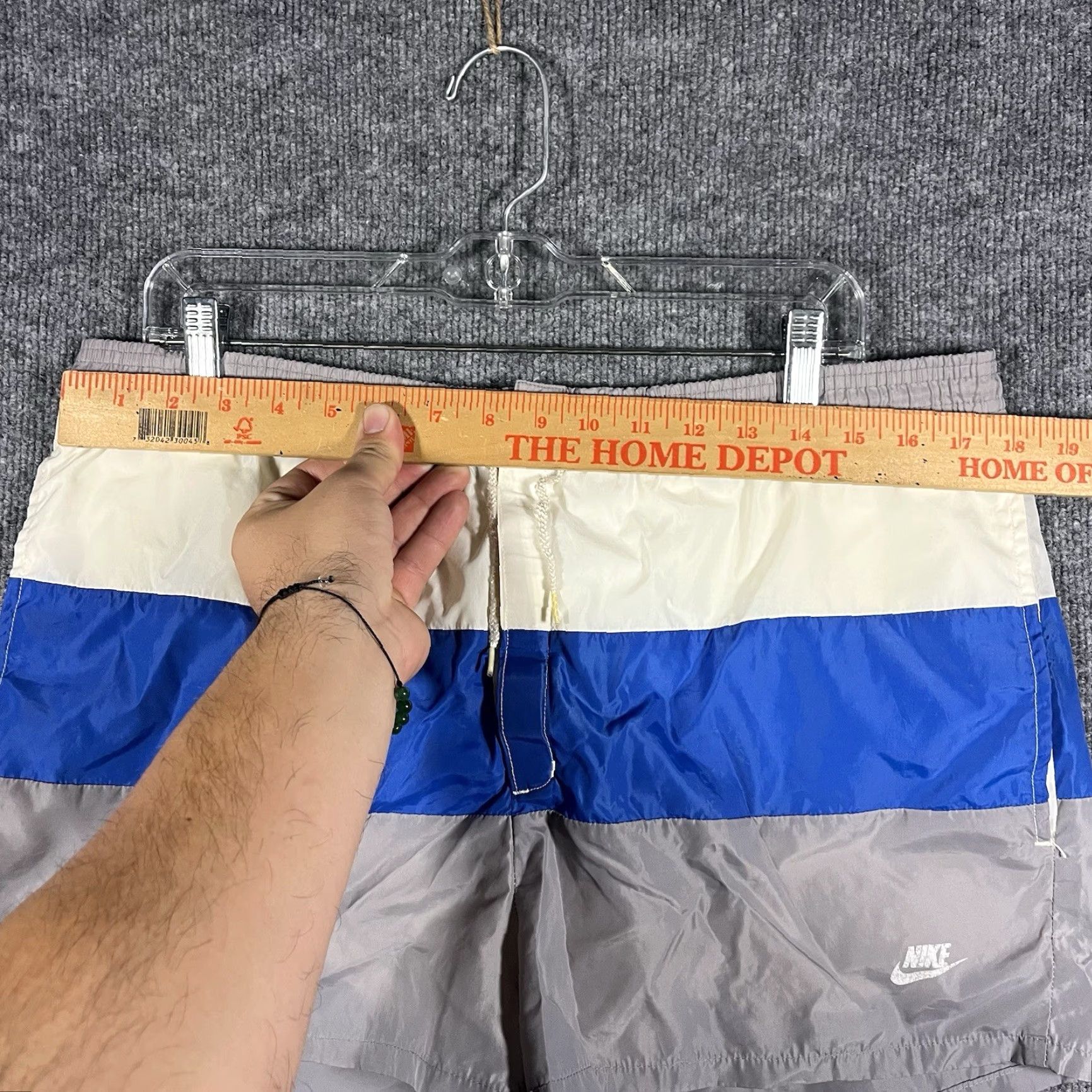 Nike VINTAGE Nike Shorts 36 Men Blue Striped Swoosh 90s Boardshorts Swim Nylon Pockets Drawstring Size US 38 / EU 54 - 3 Thumbnail
