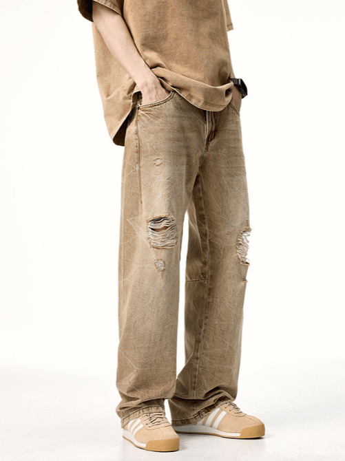 Japanese Brand × Jean Japanese retro washed ripped distressed straight jeans Size US 32 / EU 48 - 3 Thumbnail