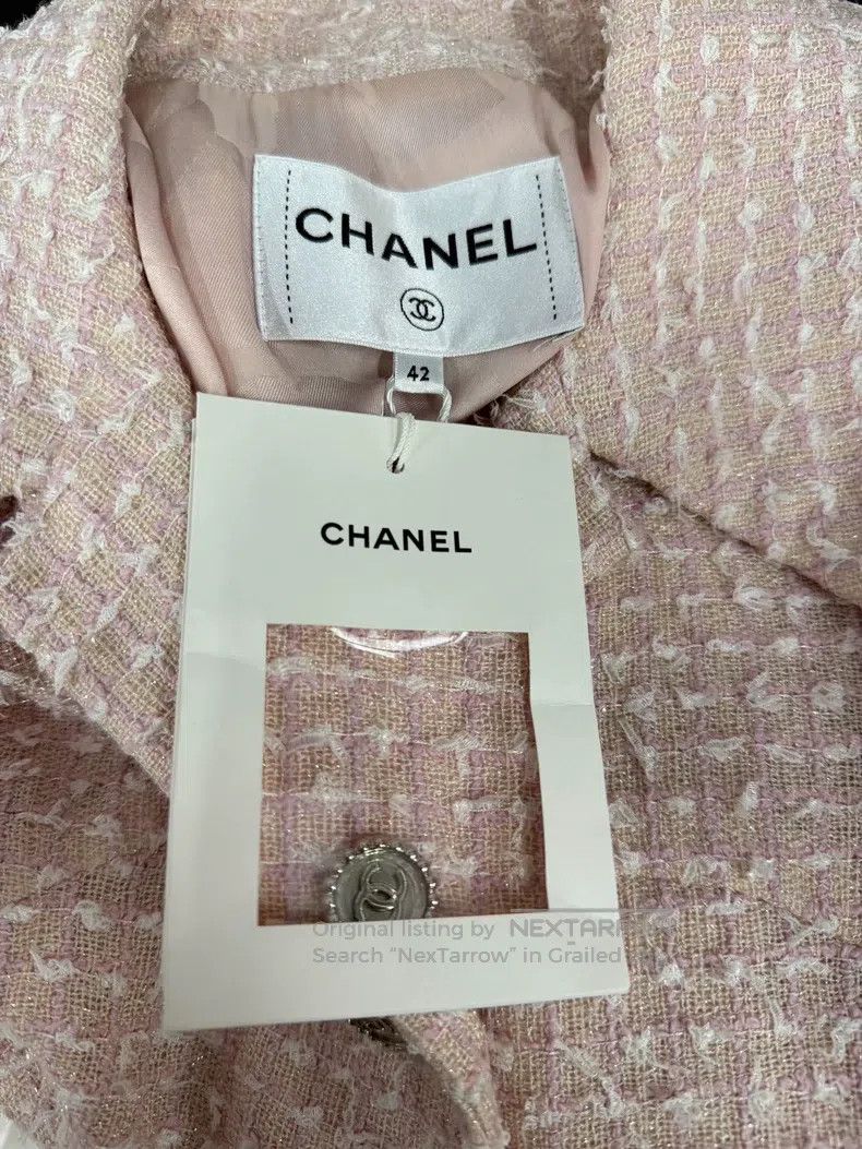 Chanel Chanel 24p pink tweed short-sleeved jacket Size M / US 6-8 / IT 42-44 - 4 Thumbnail