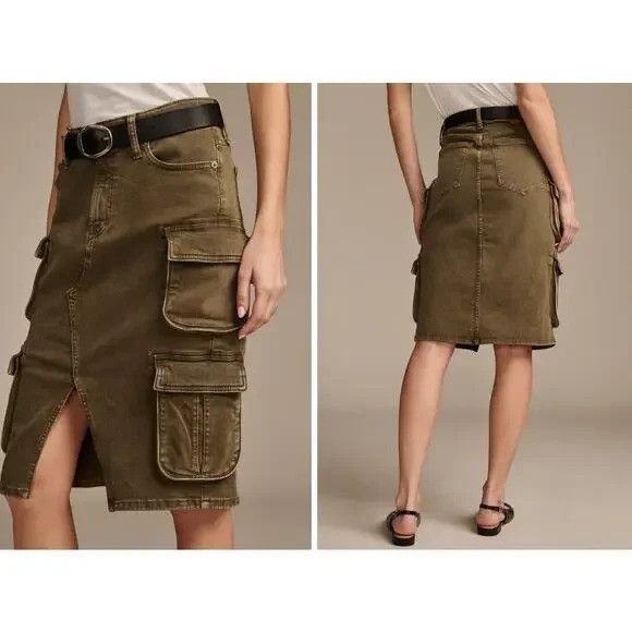Lucky Brand Lucky Brand Olive Green Cargo Pencil Skirt 00/24 Utility Poc Size 24" / US 00 / IT 34 - 7 Thumbnail