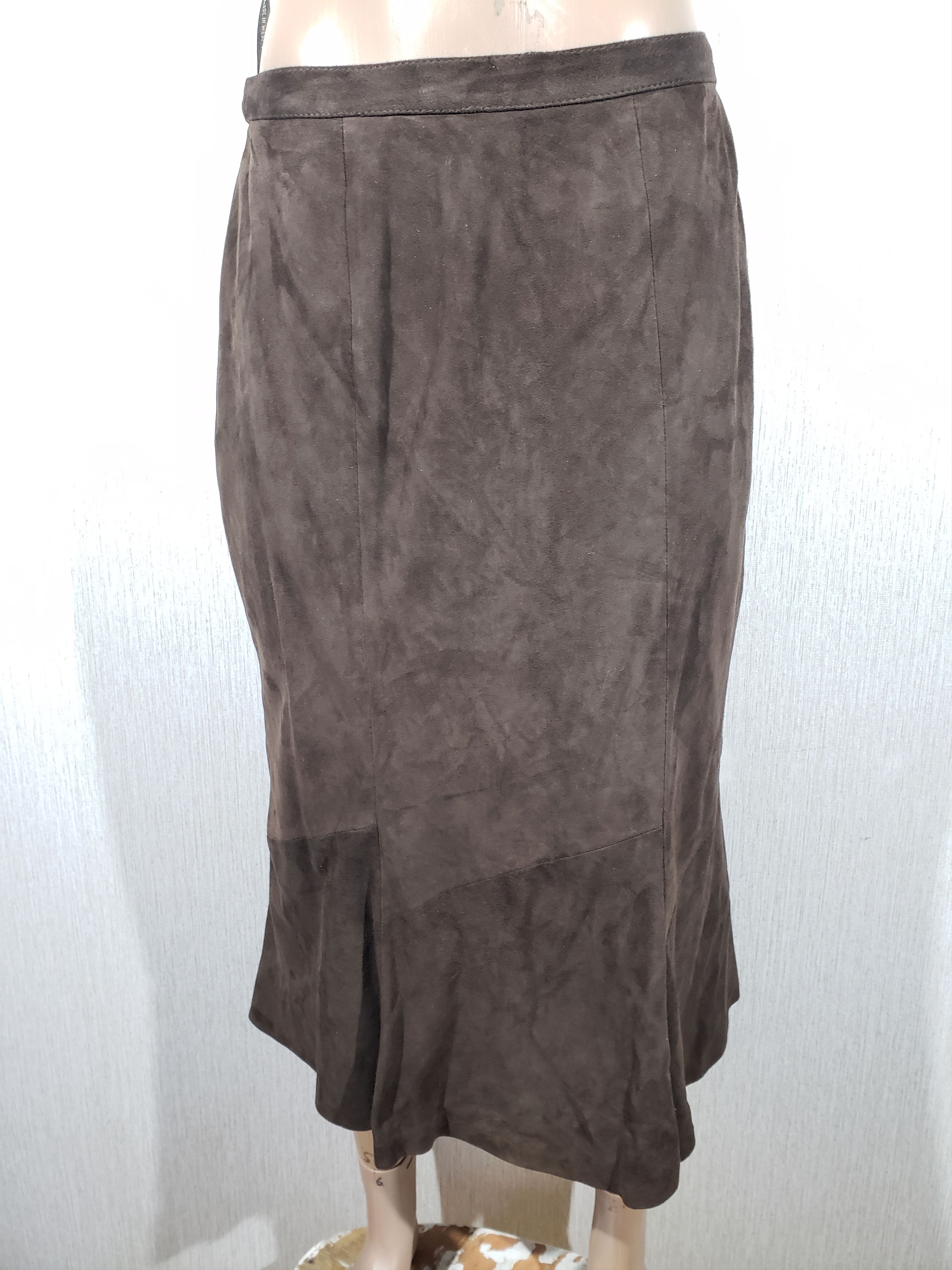 image of Art x Leather Brown Flared Skirt Made Of Genuine Leather, Women's (Size 34)