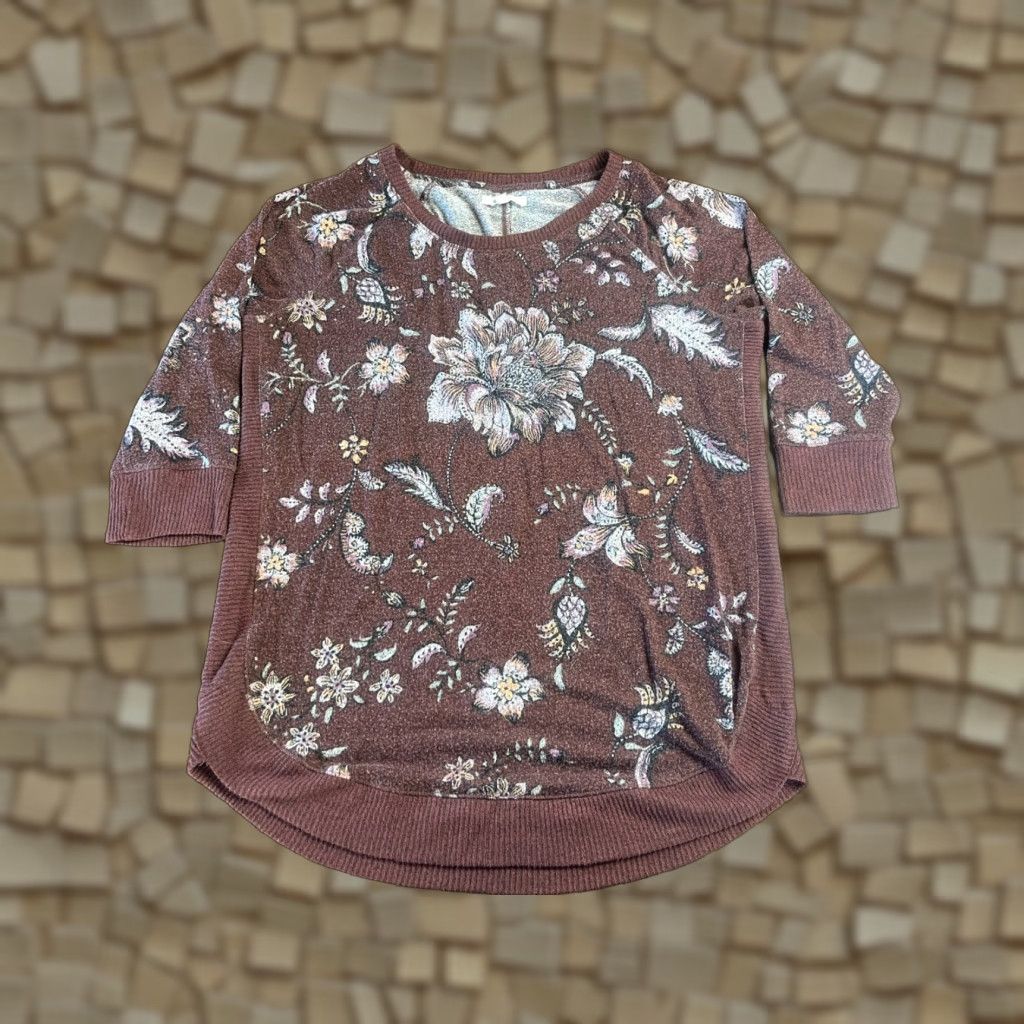 Vintage Maurices Shirt Women's Size Small Maroon Floral Half Sleeve T-Shirt Casual Regular Womens Size S / US 4 / IT 40 - 1 Thumbnail