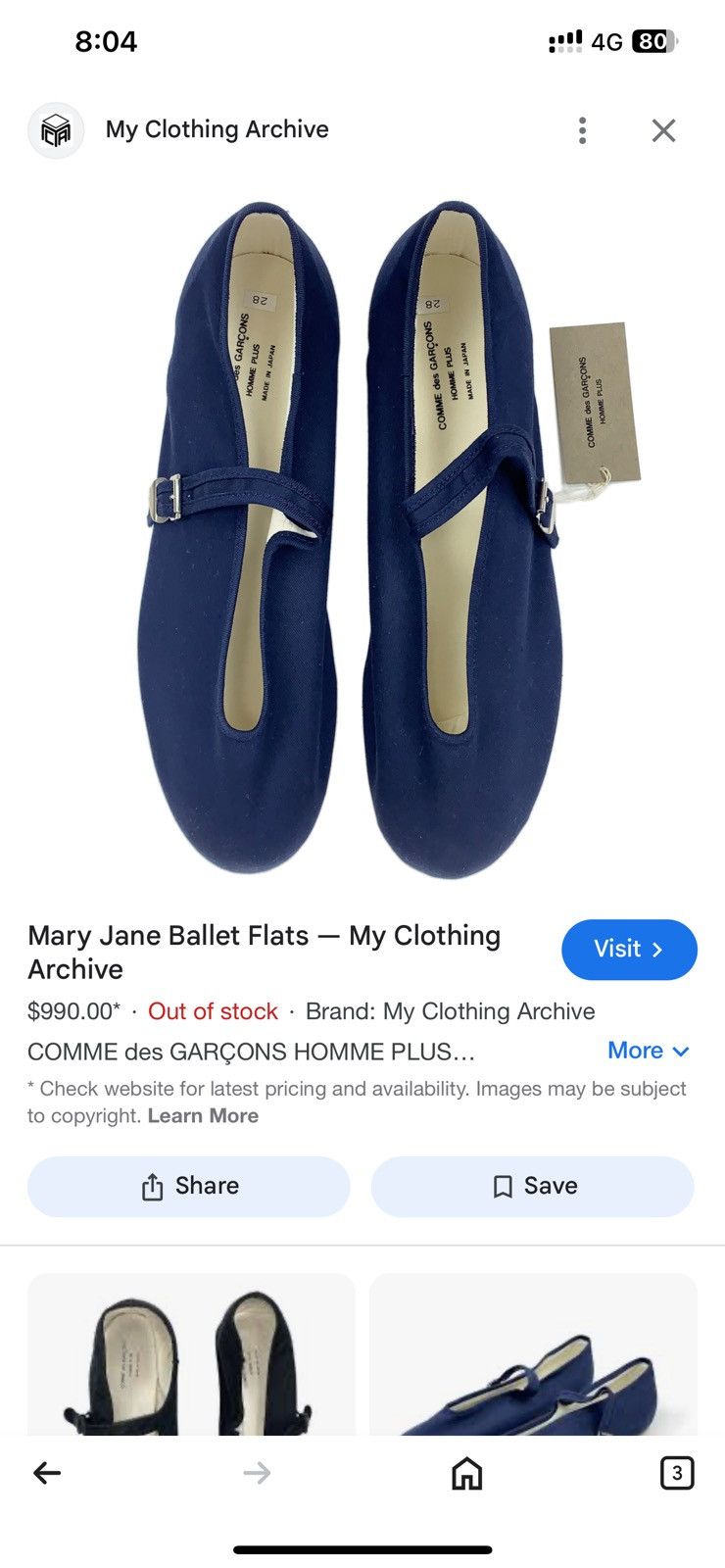 Comme des Garcons × Designer × Japanese Brand Mary Jane Ballet Flats COMME des GARÇONS HOMME PLUS Size US 10.5 / EU 43-44 - 16 Thumbnail