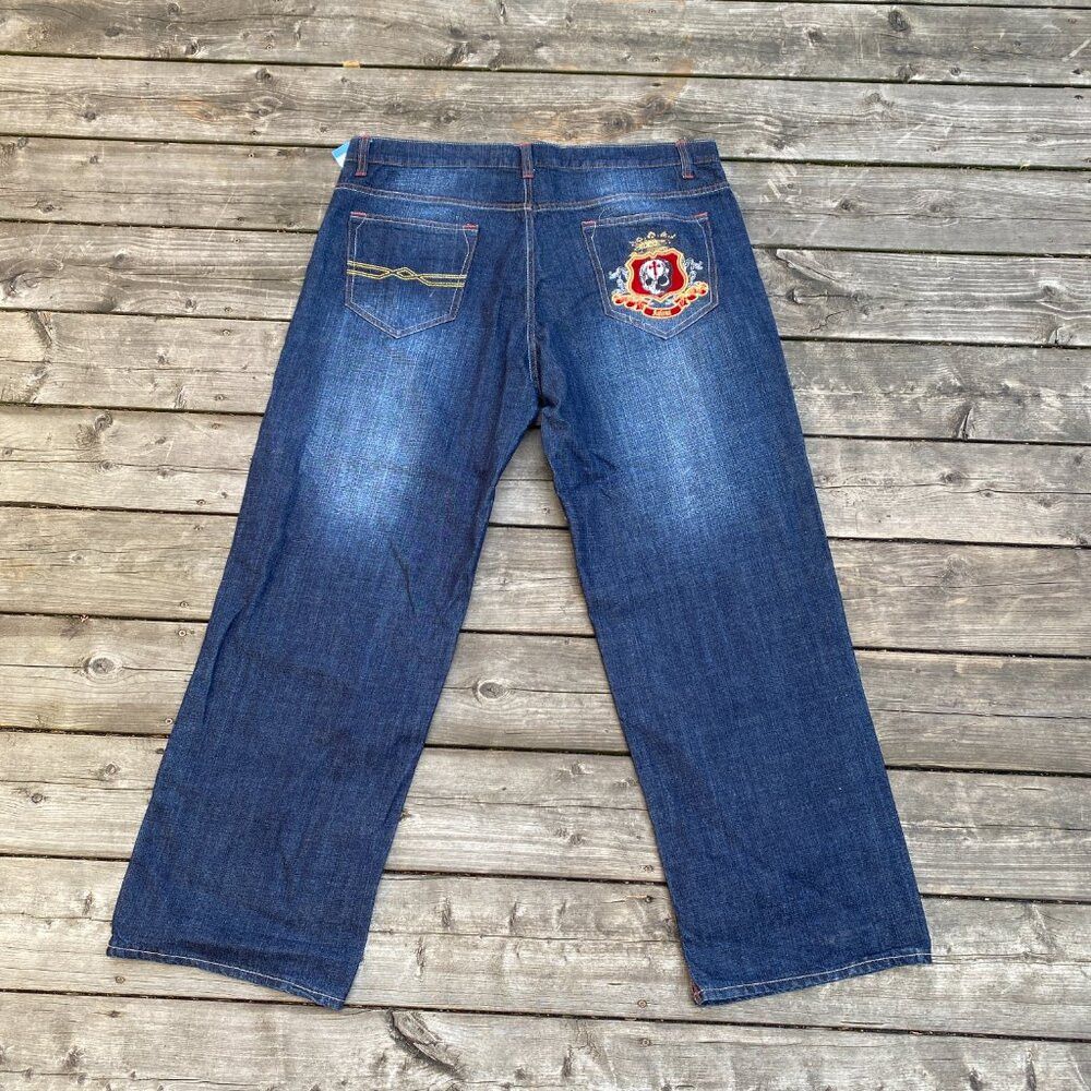 Avirex × Vintage Vintage Y2K Avirex Embroidered Jeans Size 40 'Skull King' B Size US 40 / EU 56 - 6 Thumbnail