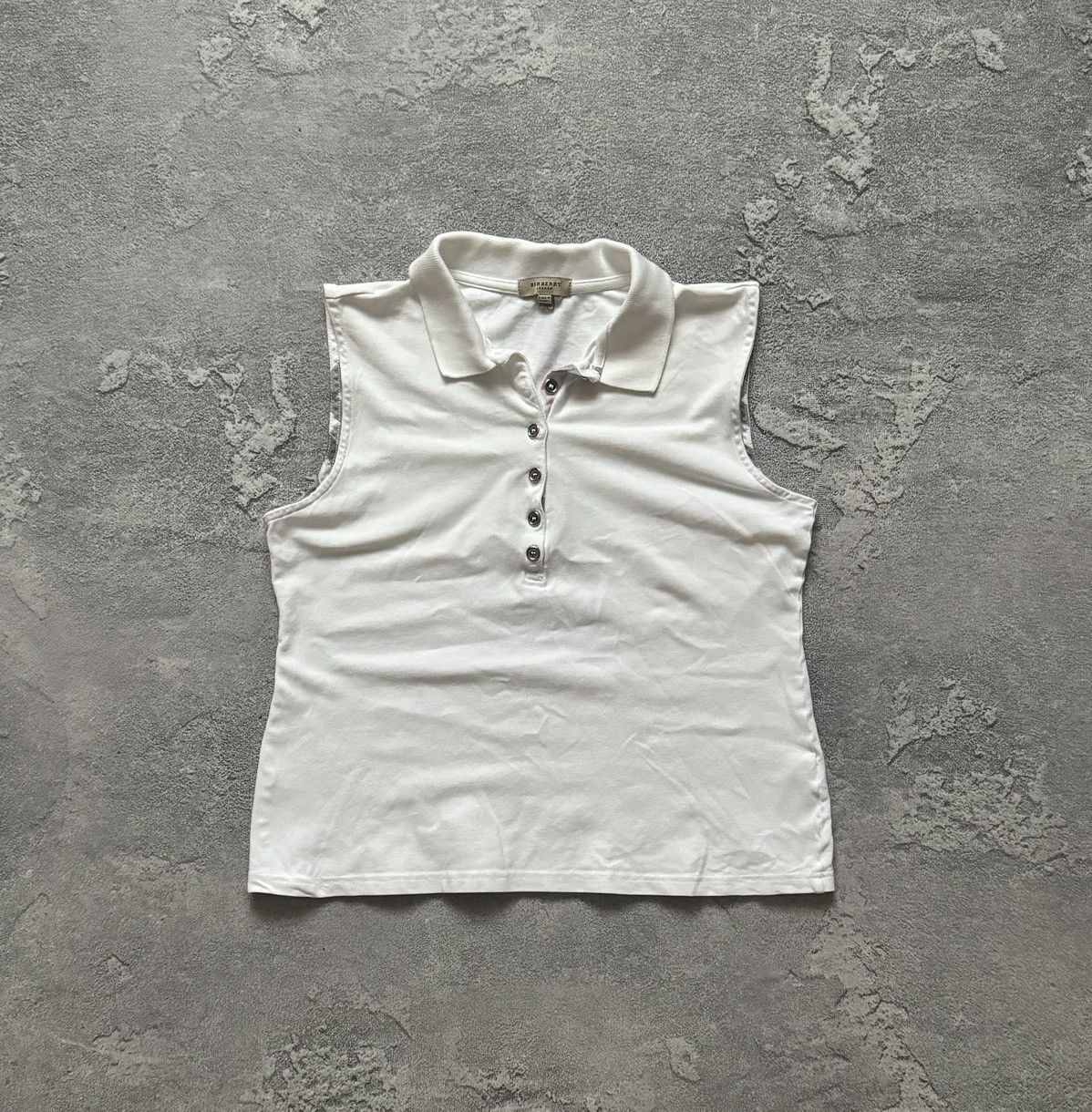 Burberry × Vintage Burberry XL Wmns white polo tank sleeveless tee T-shirt Size L / US 10 / IT 46 - 4 Thumbnail
