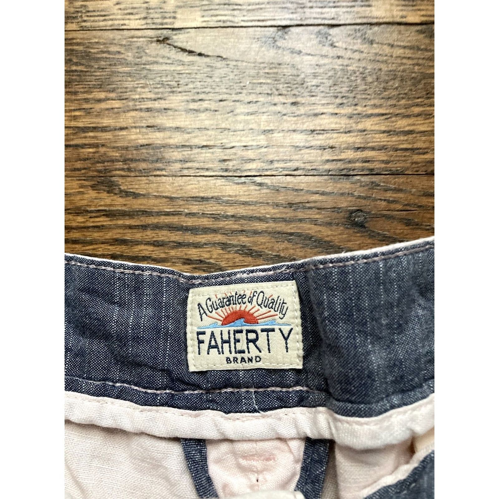 Faherty Faherty Chino Shorts Mens Size 36 Pink Linen Blend Beach Slash Pockets Size US 36 / EU 52 - 5 Thumbnail