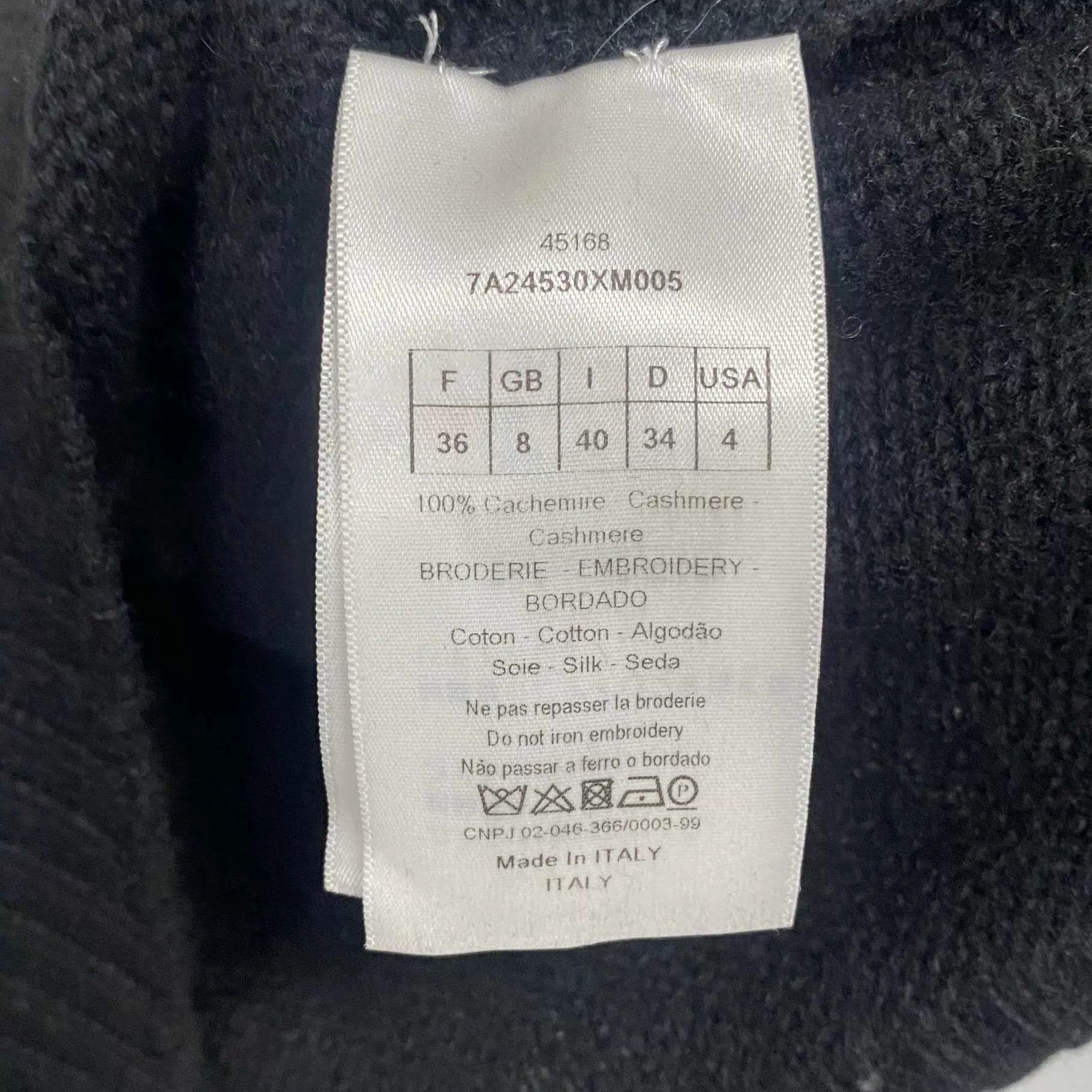 Dior Dior Cashmere Logo Black Knit Sweater Women's 36 Size XS / US 0-2 / IT 36-38 - 5 Thumbnail