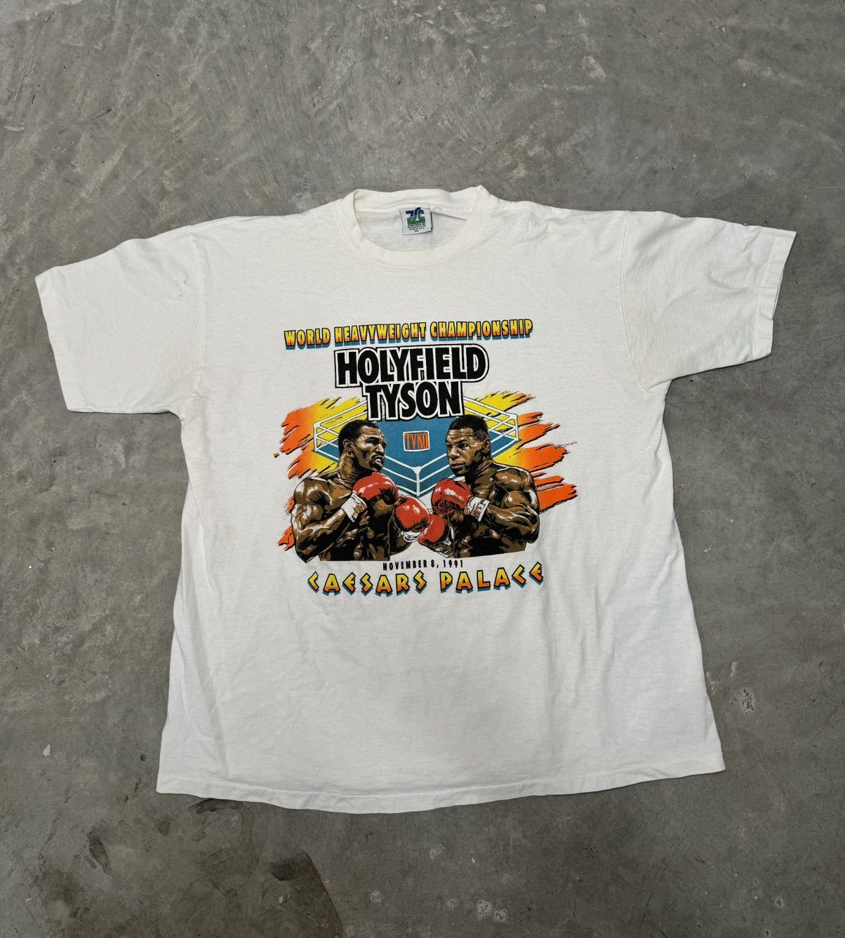 Vintage 1991 Mike Tyson vs Evander Holyfield World Heavyweight Champ Size US XL / EU 56 / 4 - 1 Thumbnail