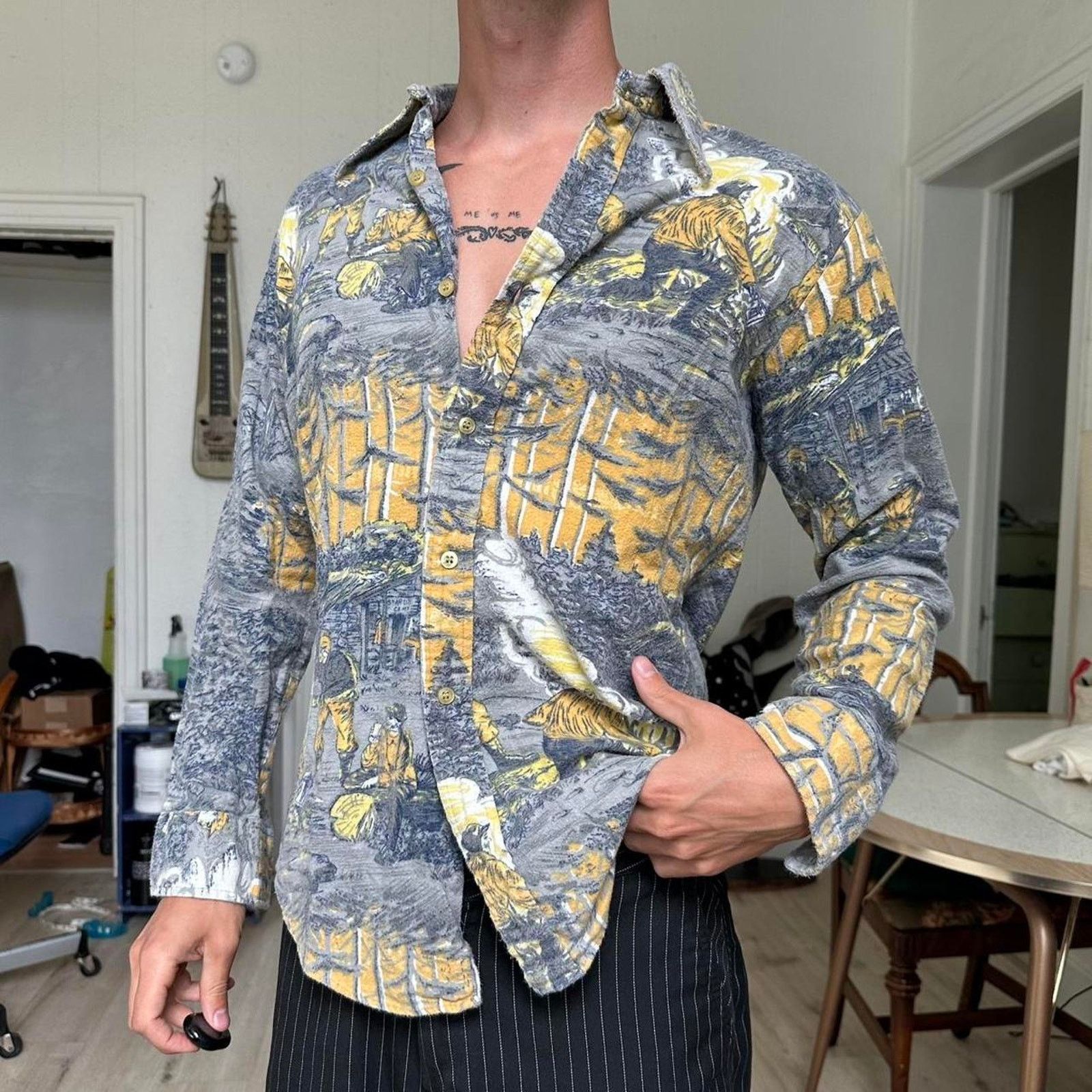 Vintage Rare 70s Cotton All Over Print Western Retro Button Up Shirt Size US M / EU 48-50 / 2 - 6 Thumbnail