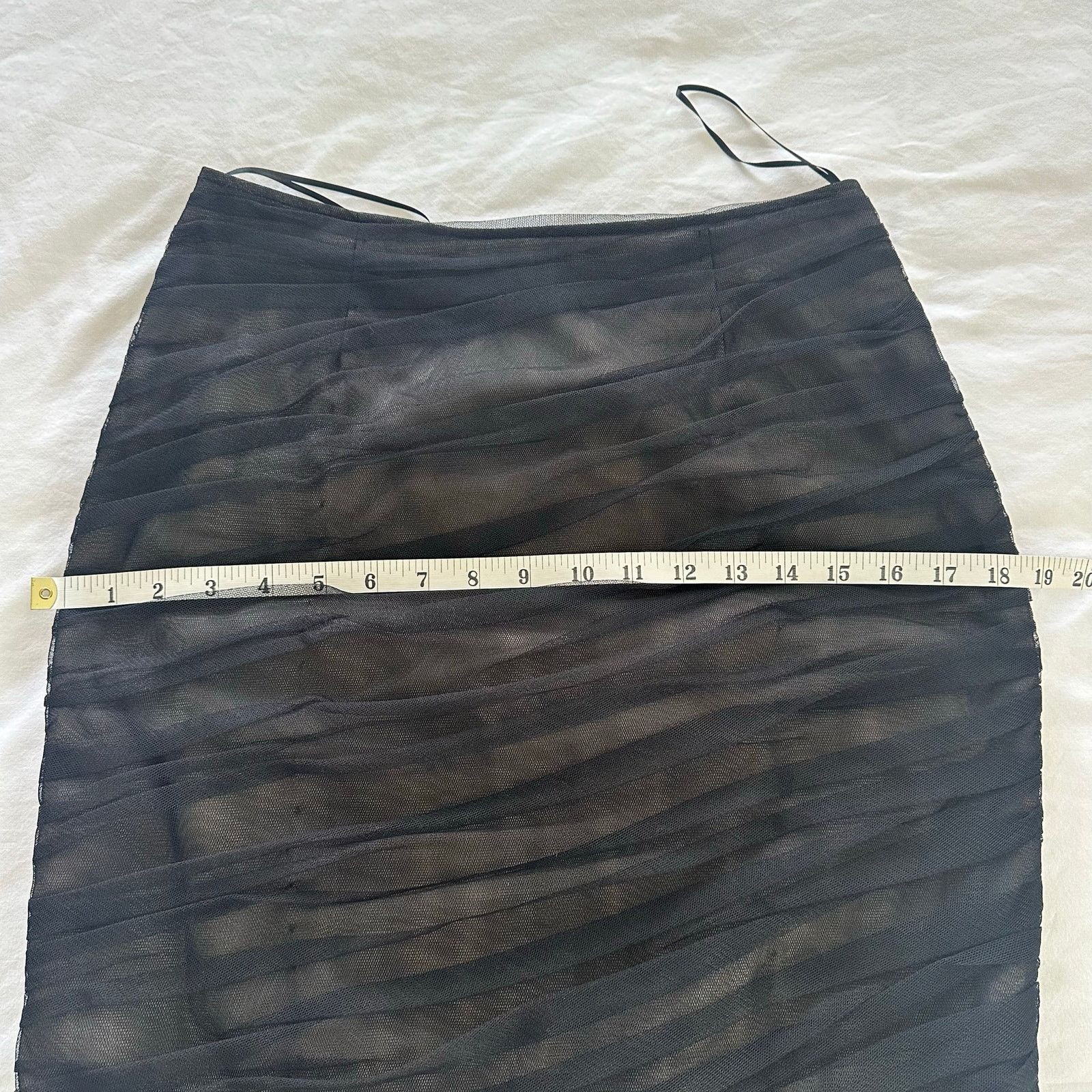 Other Teri Jon Black Ruched Tulle Pencil Skirt Size 8 Size 30" / US 8 / IT 44 - 3 Thumbnail