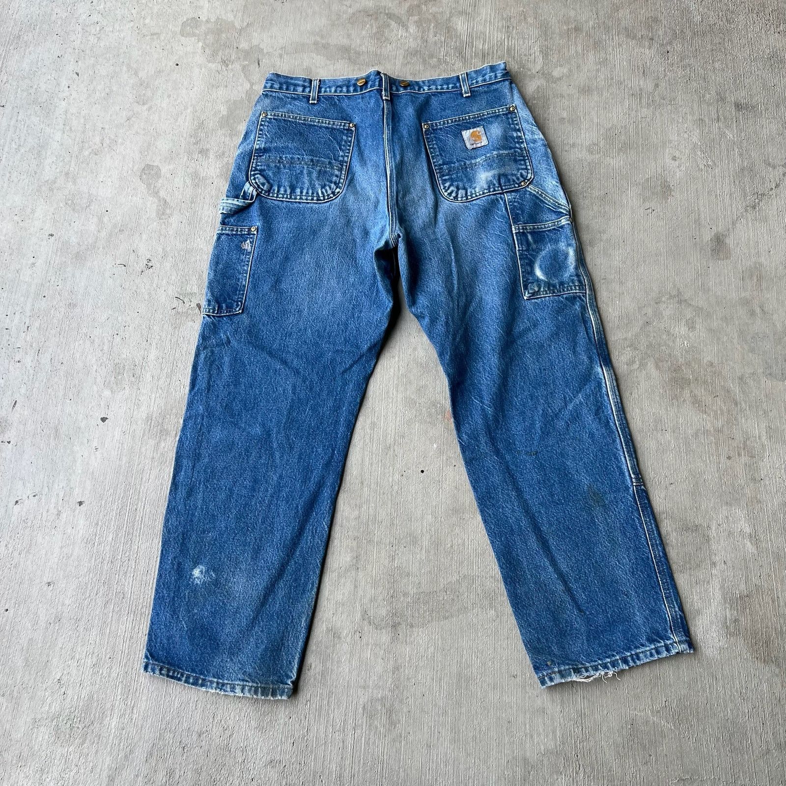 Carhartt × Vintage Carhartt faded denim blue jean double knee work wear pants Size US 35 - 5 Thumbnail