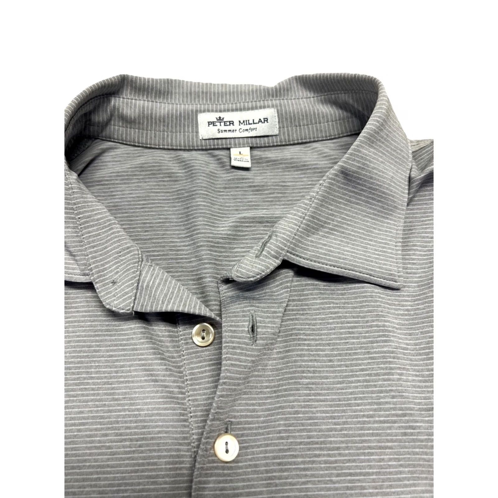 Peter Millar Peter Millar Summer Comfort Striped Polo Shirt Mens L Gray Performance Golf Size US L / EU 52-54 / 3 - 5 Thumbnail