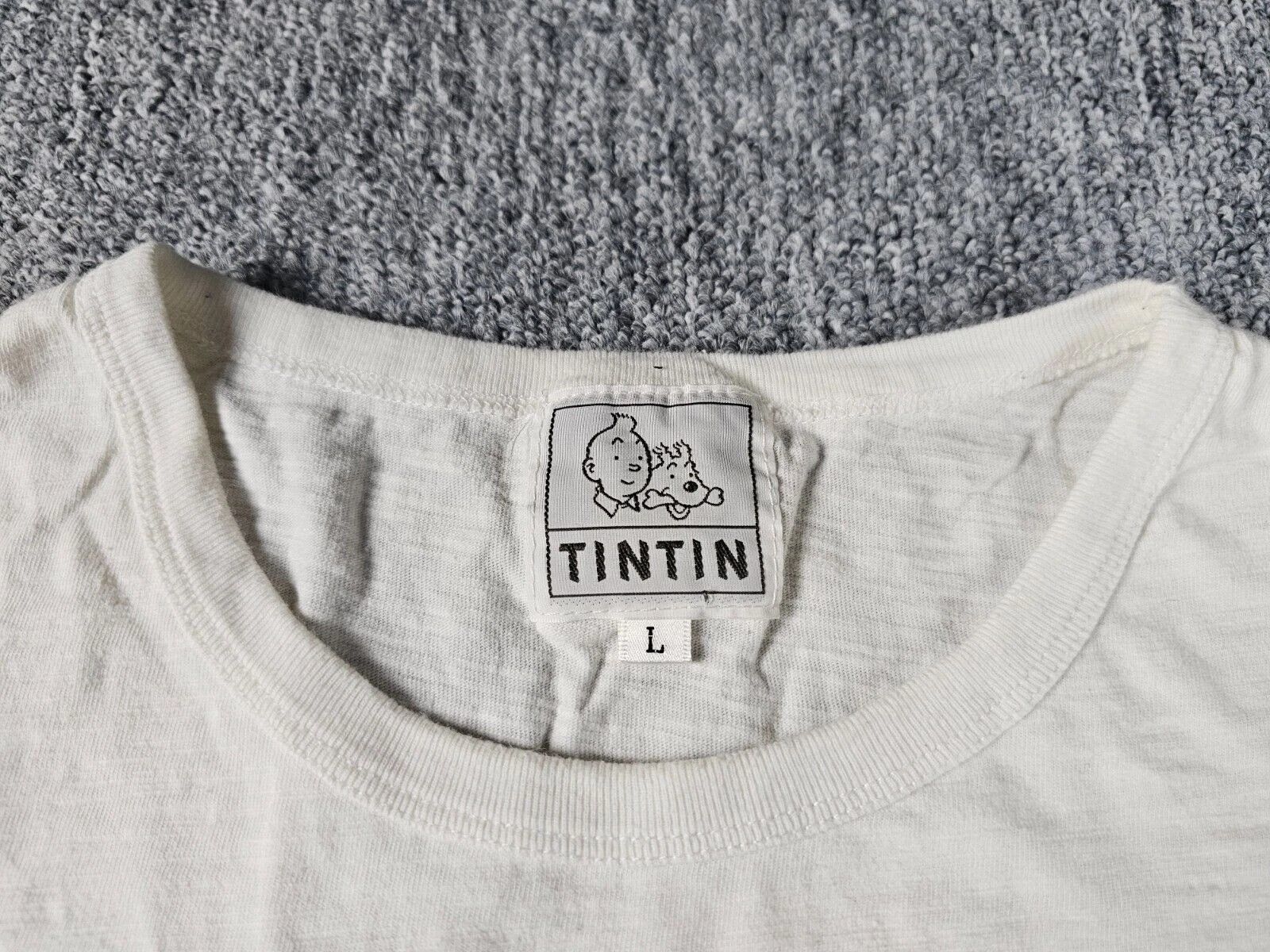 Other Vintage 90s Tintin Soviets Graphic Tee White Cotton Men L Size US L / EU 52-54 / 3 - 3 Thumbnail