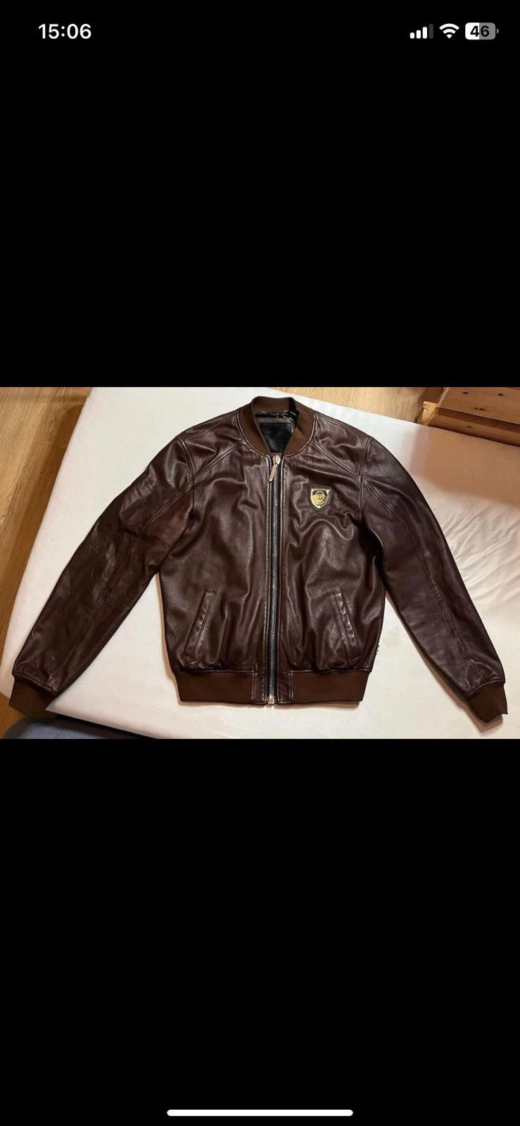 Philipp Plein FW16 Sheepskin Leather Bomber Jacket