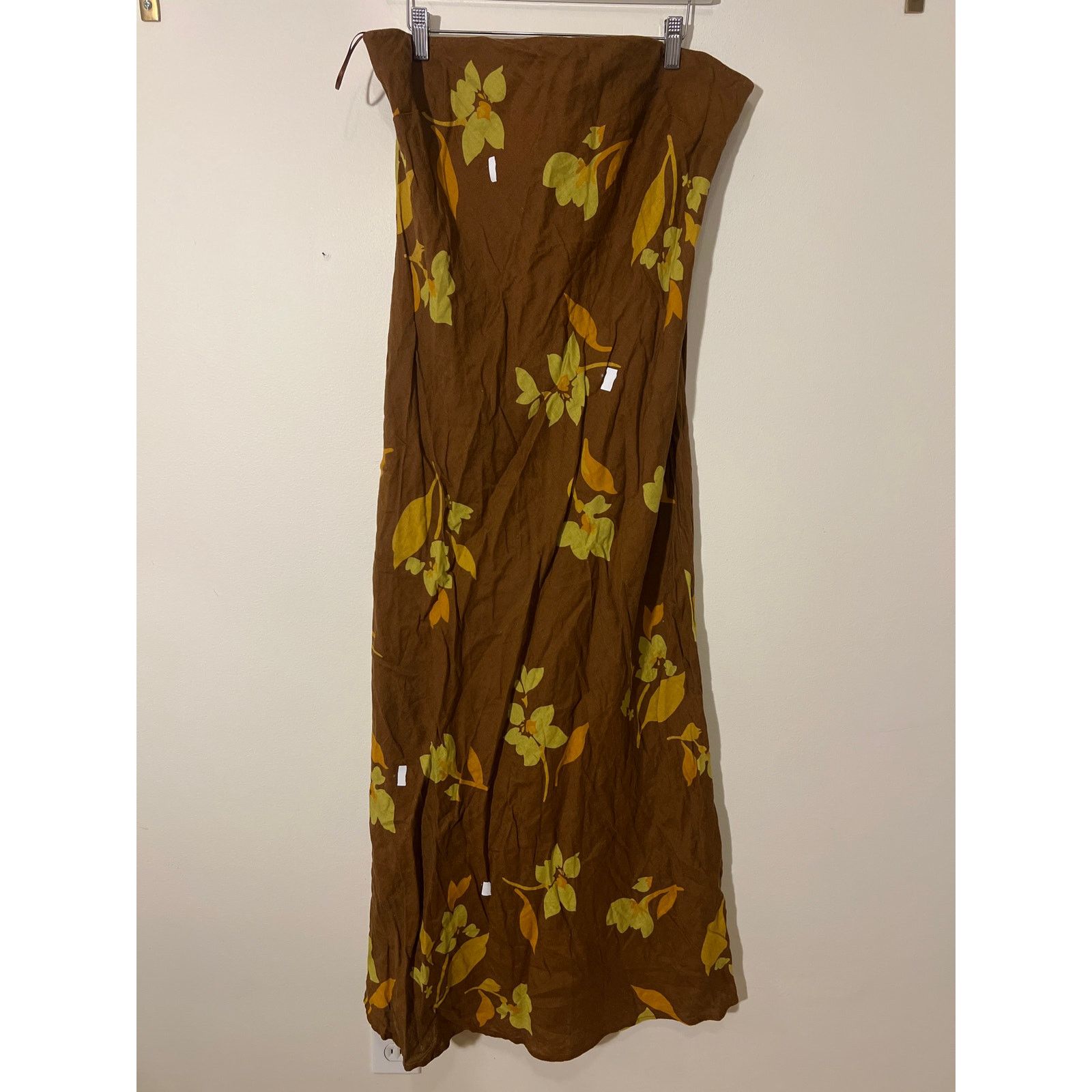 Other RTR Soleil Soleil 5 Brown Floral Linen Strapless Maxi Dress Size XXL / US 16-18 / IT 52-54 - 3 Thumbnail