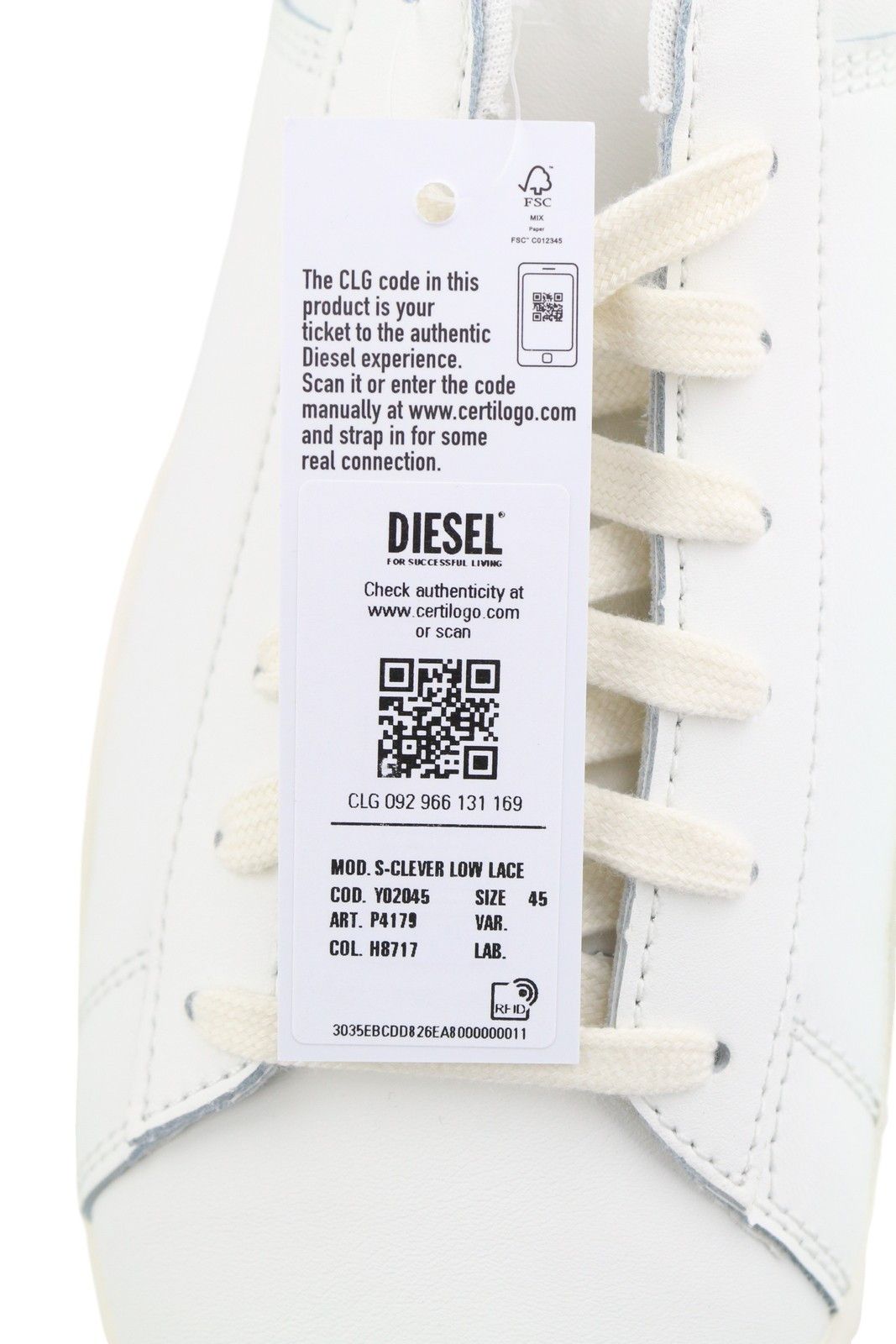 Diesel S-CLEVER LOW LACE EU45 White Cow Leather 41522 Size US 12 / EU 45 - 10 Thumbnail