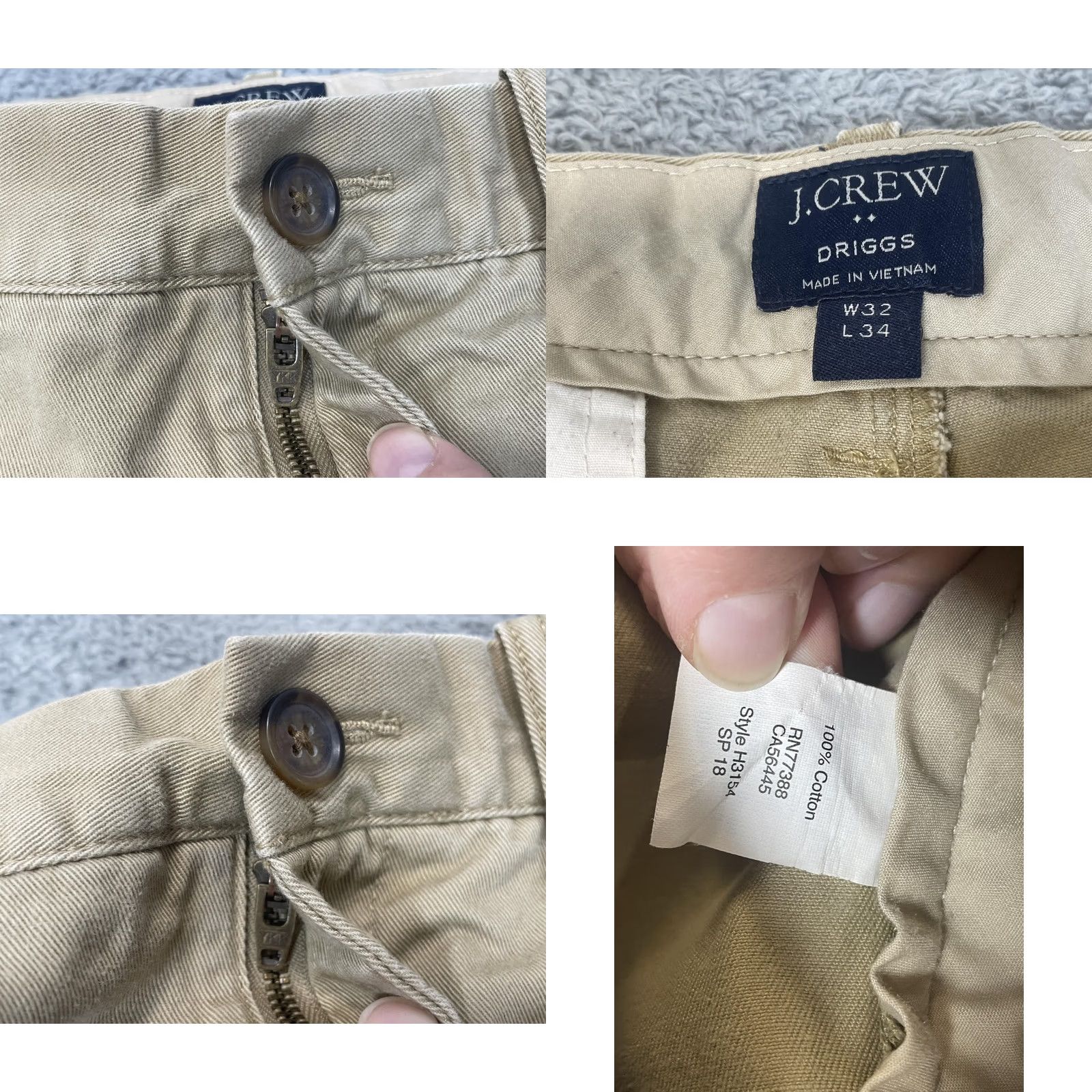 J.Crew J.Crew Driggs Chino Pants Mens 32x34 Khaki Slim Flat Front Zip Fly Cotton Casual Pants Size US 32 / EU 48 - 9 Thumbnail