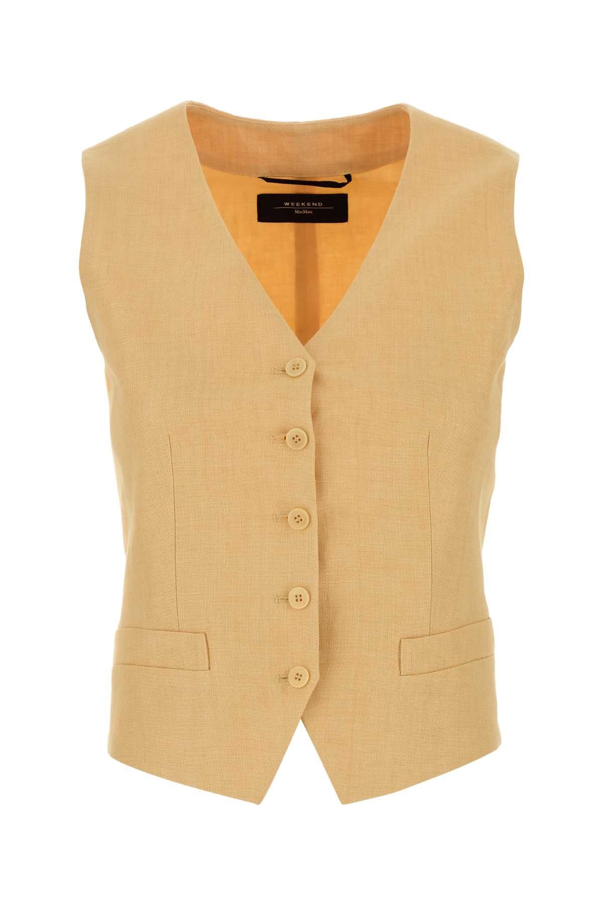 Weekend Max Mara Pastel Orange Linen Pace Vest Size L / US 10 / IT 46 - 1 Thumbnail