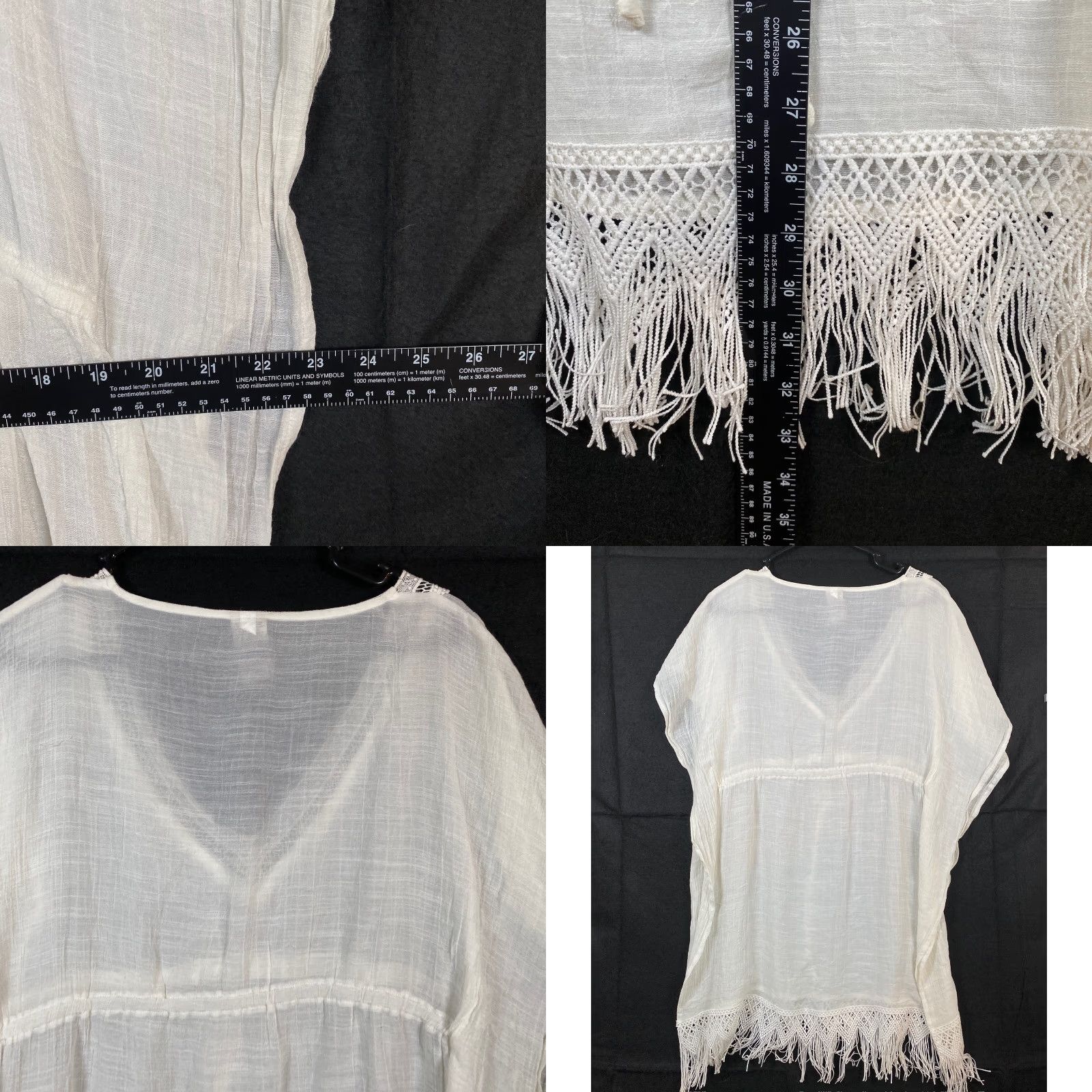 Vintage VINTAGE Knox Rose Womens Sweater Cream Poncho Shawl V-Neck Fringe Boho XS Size XS / US 0-2 / IT 36-38 - 8 Thumbnail