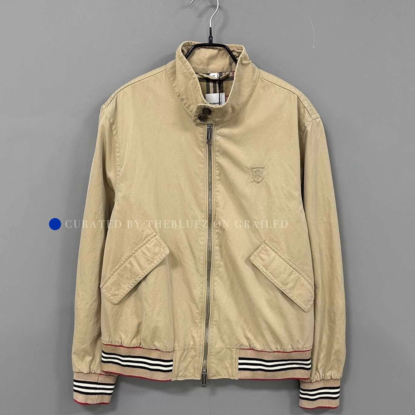 Burberry Beige Bomber Jacket with Striped Cuffs Size US M / EU 48-50 / 2 - 1 Thumbnail