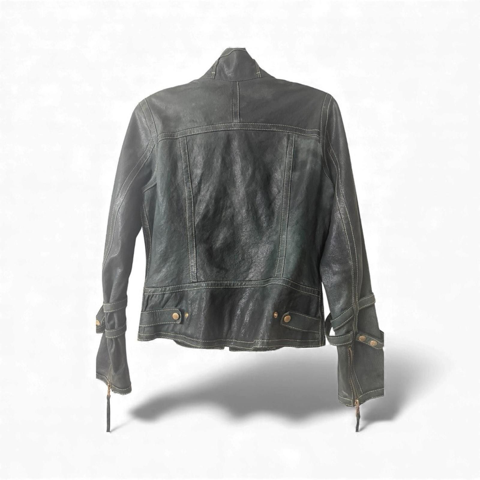 Andrew Marc Andrew Marc Forest Green Leather Moto Jacket Whimsigoth Size M / US 6-8 / IT 42-44 - 3 Thumbnail