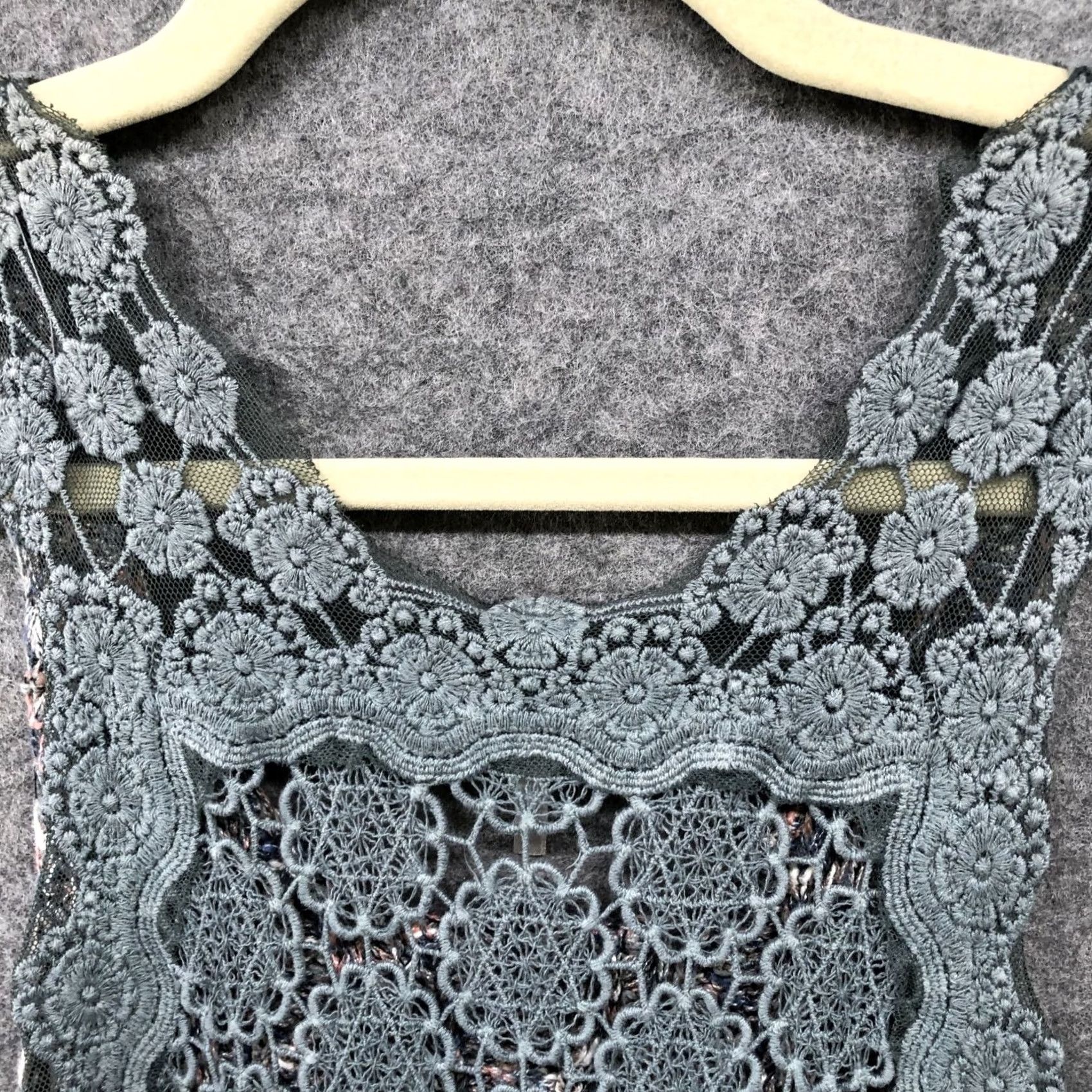 Free People VINTAGE Free People Knit Tank Top Womens XS Sweater Crochet Marled Gray Blue Tunic Size XS / US 0-2 / IT 36-38 - 7 Thumbnail