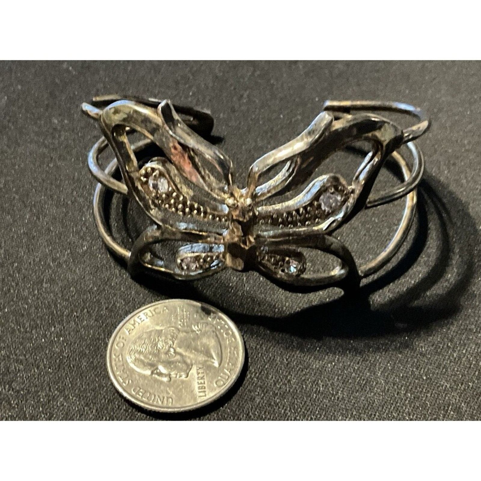 Other 6.5in Butterfly & Rhinestone Cuff Bracelet Size ONE SIZE - 4 Thumbnail