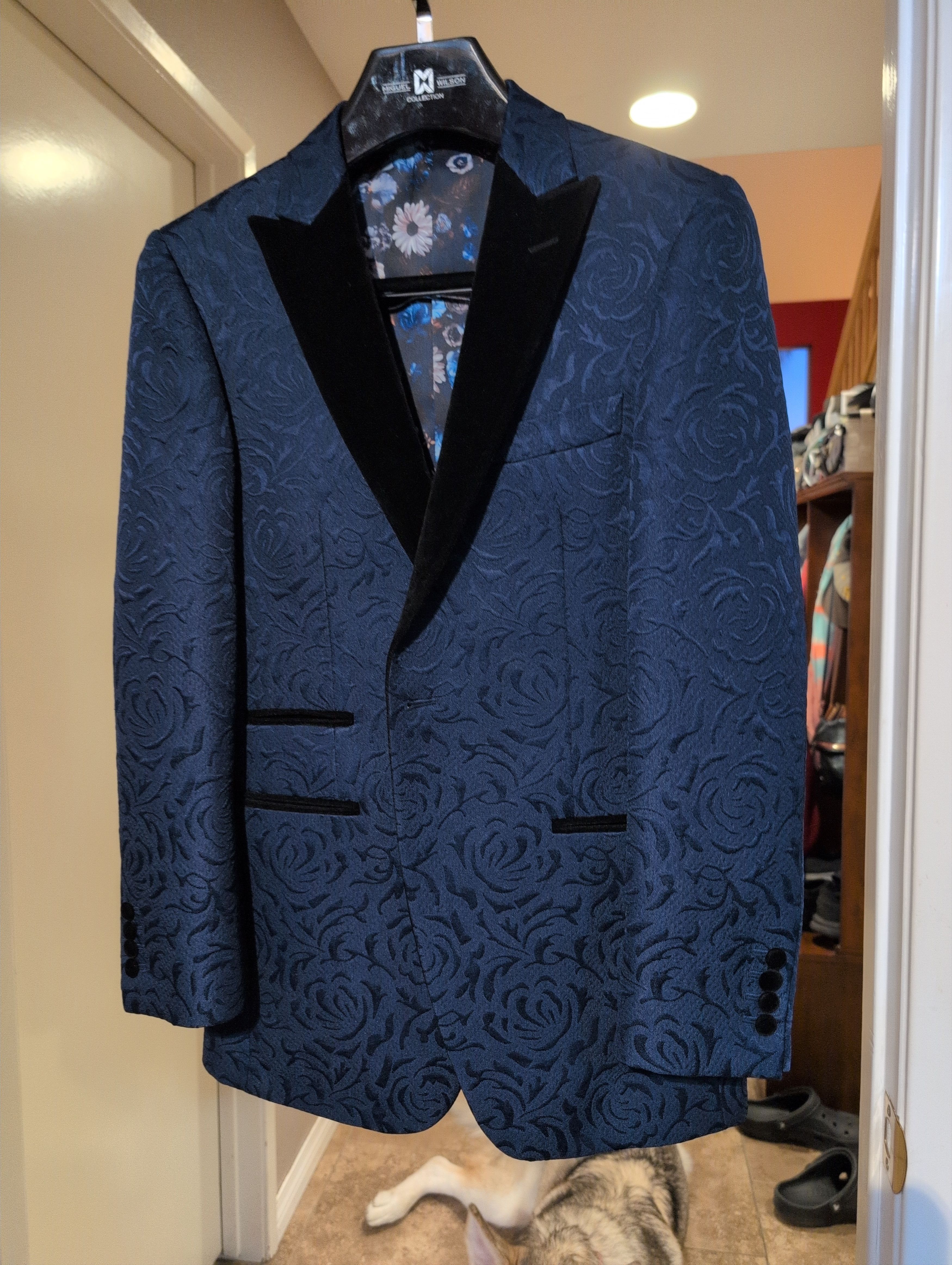 Other Miguel Wilson Blue Rose Pattern Blazer Size 42R - 1 Thumbnail
