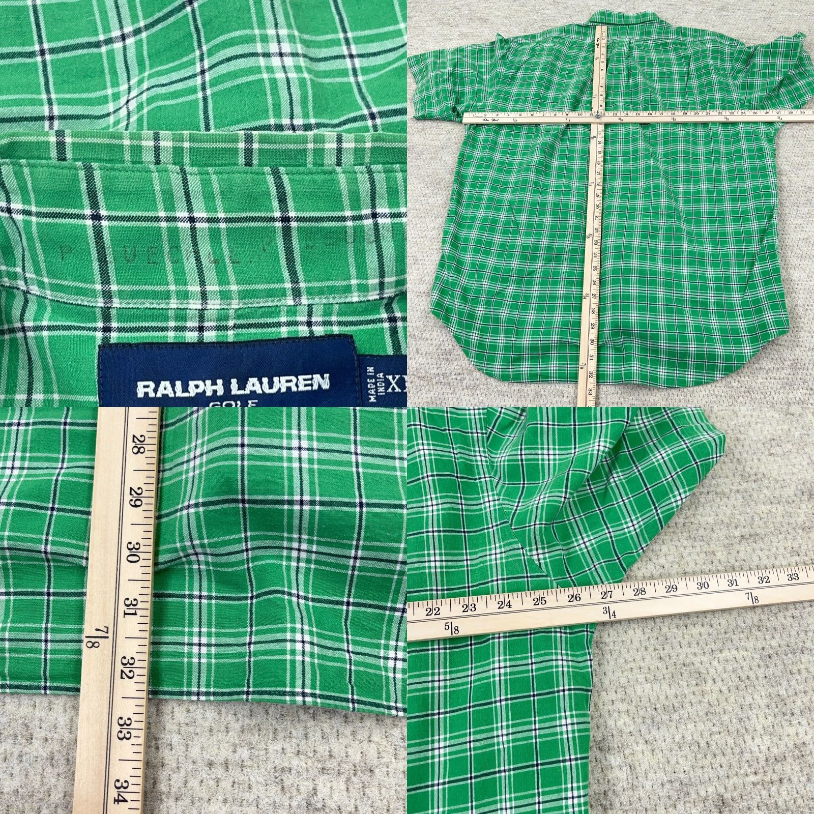 Ralph Lauren Ralph Lauren Shirt Men XL Green Plaid Button-Up Dress Tilden Golf Camp Blue Pony Size 46R - 8 Thumbnail