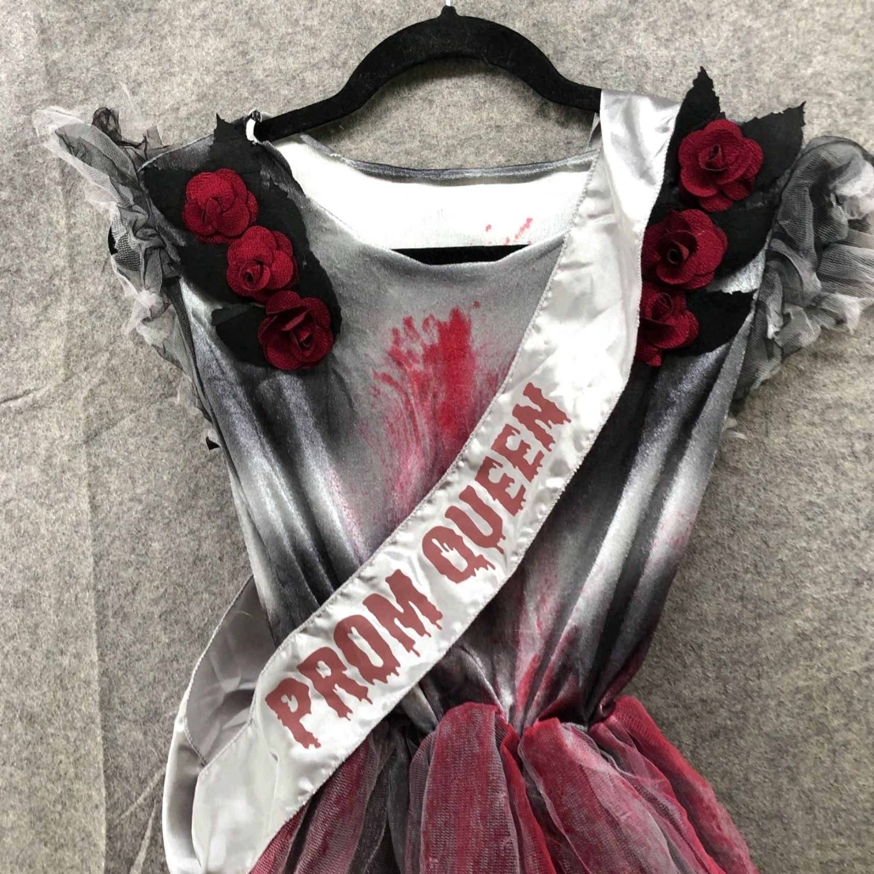 Vintage Spooktacular Creations Girls Halloween Zombie Prom Queen Costume Dress With Sash, Gray, XL 12-14 Years Size ONE SIZE - 3 Thumbnail