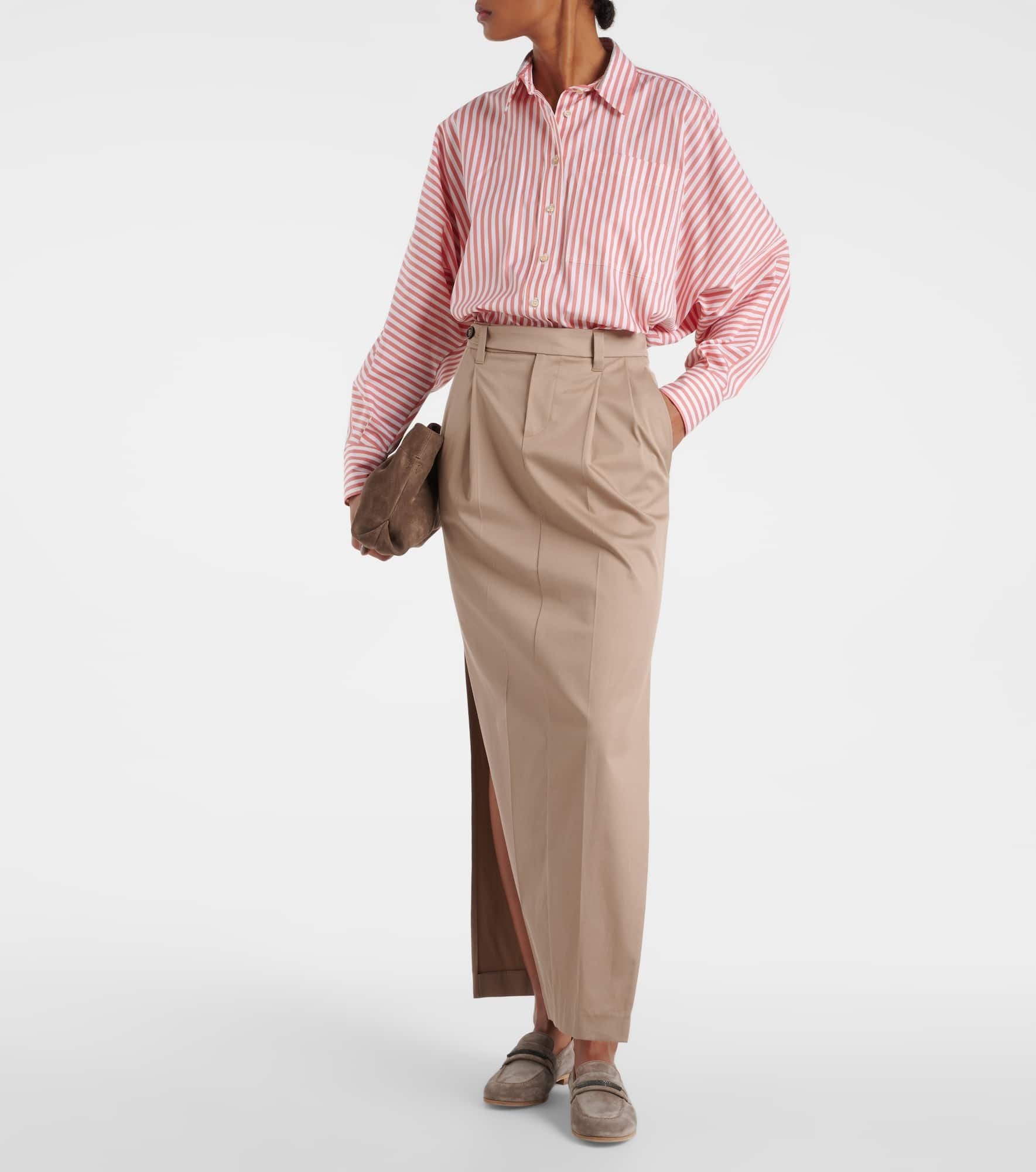 Brunello Cucinelli o1y0725 Striped Shirt in Salmon Pink/White Size S / US 4 / IT 40 - 5 Thumbnail