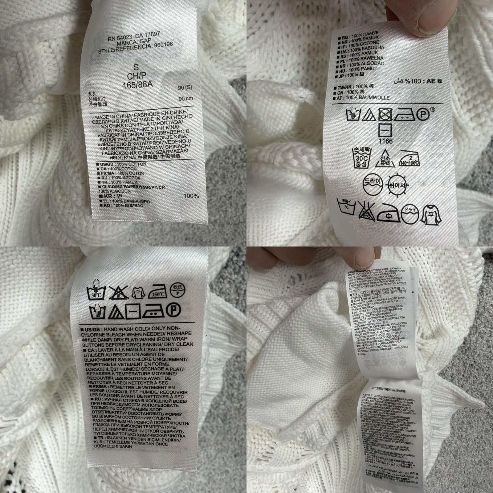 Gap VINTAGE Gap Cardigan Sweater Womens Small White Cable Knit Old Money Coastal Coquette Size S / US 4 / IT 40 - 8 Thumbnail