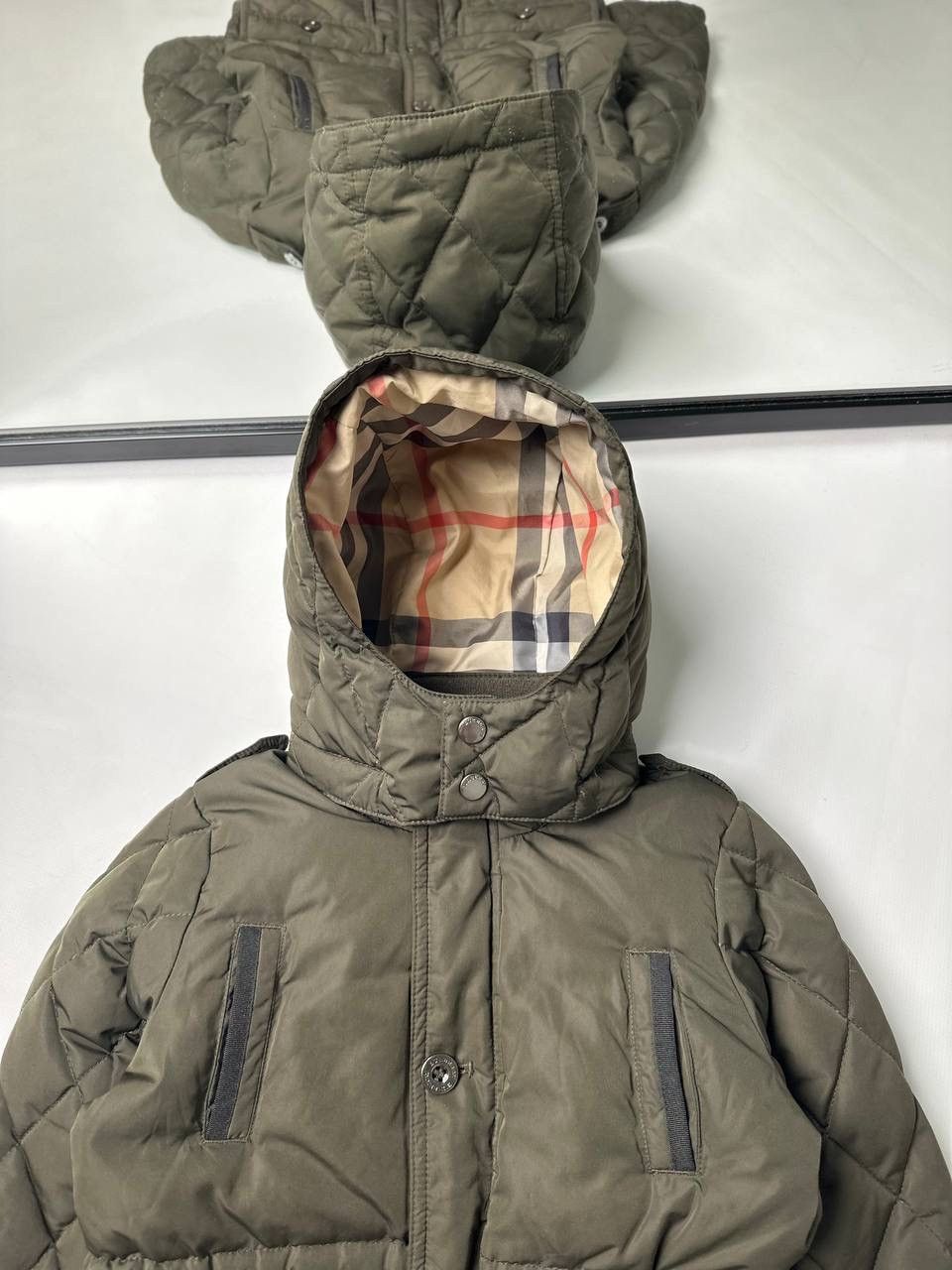Burberry Burberry Uni Fit 3Yers Nova check Khaki Green Down Jacket Size US XXS / EU 40 - 5 Thumbnail