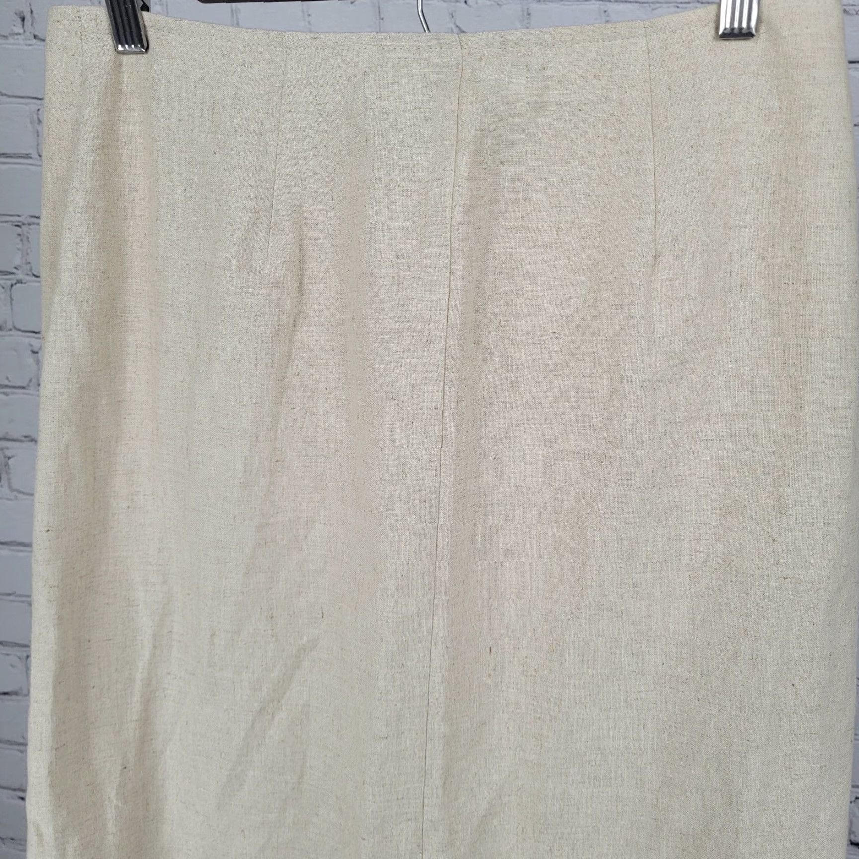 Vintage Susan Gail Beige Linen Blend Buttoned Wrap Skirt 12 Womens Long Red Bohemian Size 34" / US 12 / IT 48 - 7 Thumbnail