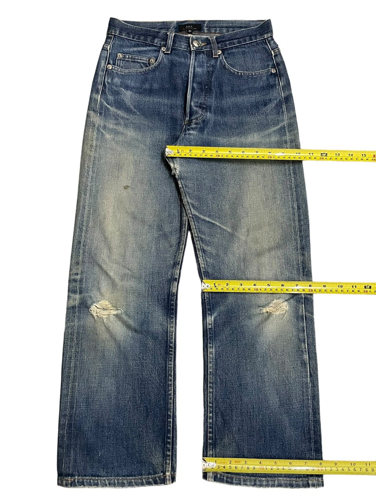 A.P.C. Vintage A.P.C Selvedge Blue Wash Loose Fit Distressed Jeans Size US 27 - 20 Thumbnail