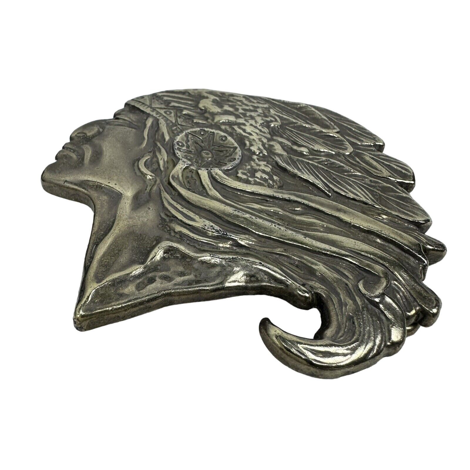 Other Chief Headdress VTG 70's Brass Belt Buckle by R J Roberts Size ONE SIZE - 9 Thumbnail