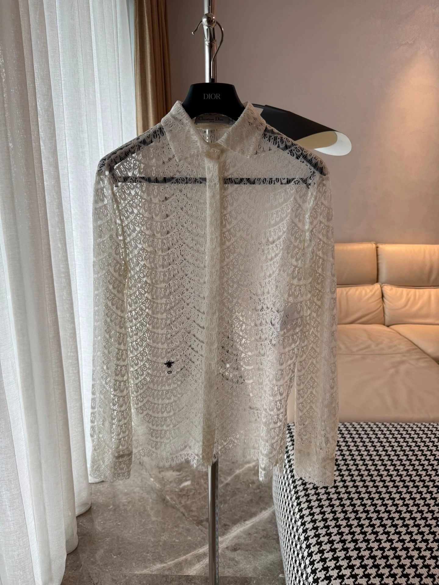 Dior Dior Lace Cutout Blouse 34 (Mint) Size XS / US 0-2 / IT 36-38 - 1 Thumbnail