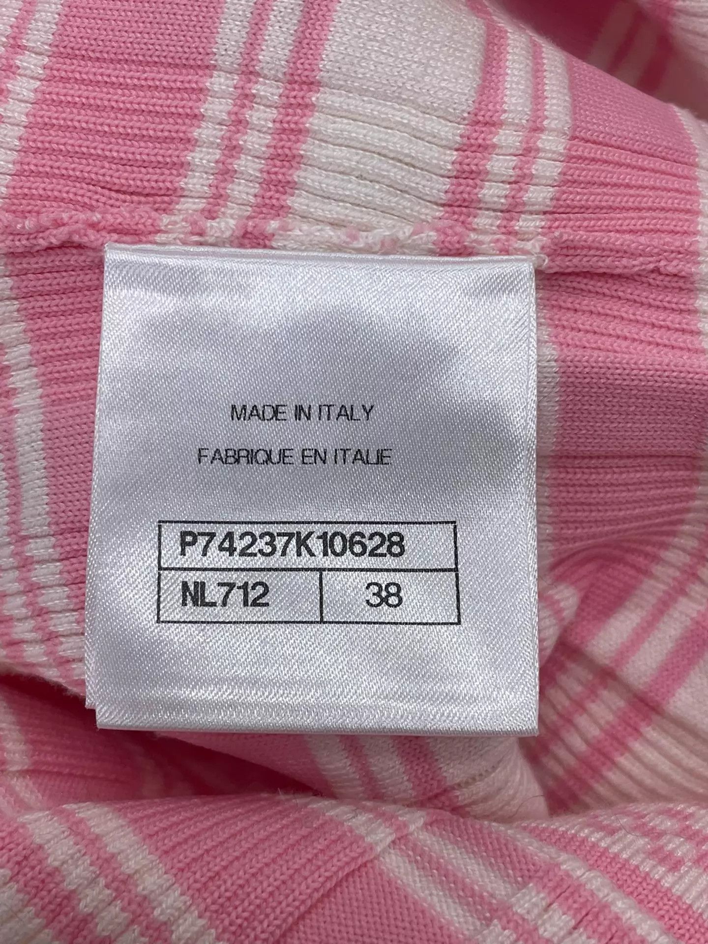 Chanel Chanel Pink Striped Knit Short Sleeve 38 Stretchy Near New Size S / US 4 / IT 40 - 5 Thumbnail