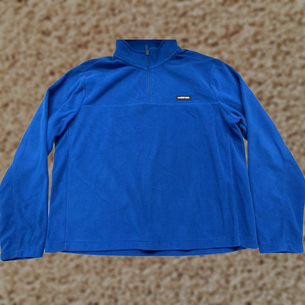 Lands' End Lands' End Blue Fleece Pullover Men XL 1/4 Zip Sweatshirt Regular Size Blue Mens Size US XL / EU 56 / 4 - 1 Thumbnail