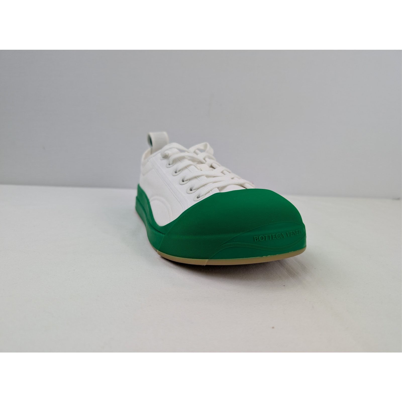 Bottega Veneta o1rshd1 Canvas Vulcan Low top Sneaker Optic White/Parakeet Size US 8 / EU 41 - 2 Thumbnail